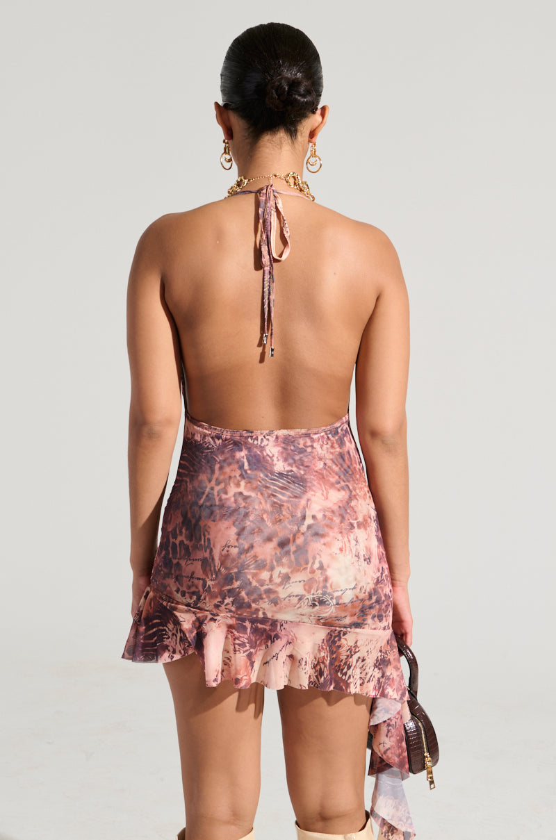 SO Y2K MESH PRINTED MINI DRESS