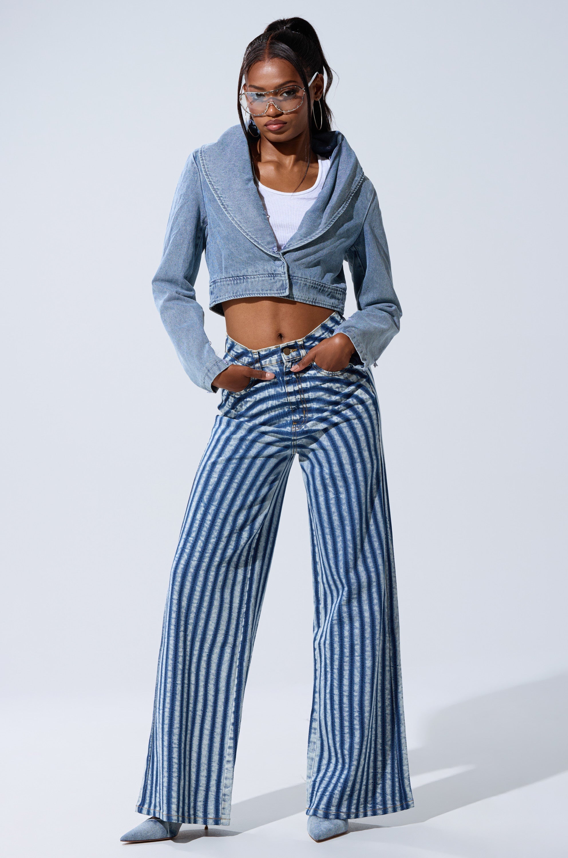 GISELE CROP DENIM BLAZER