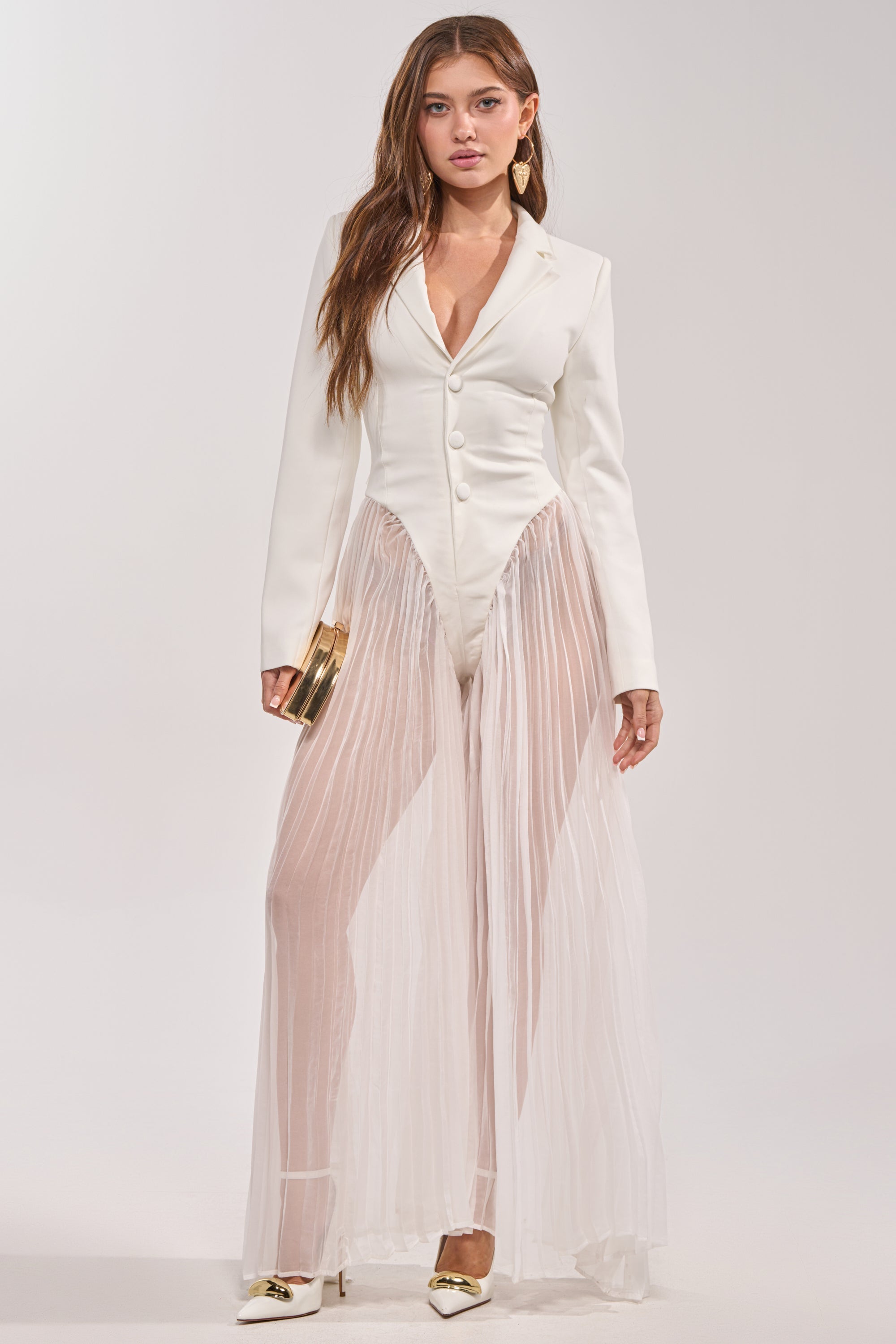 ICON BEHAVIOR PLEATED BLAZER JUMPSUIT