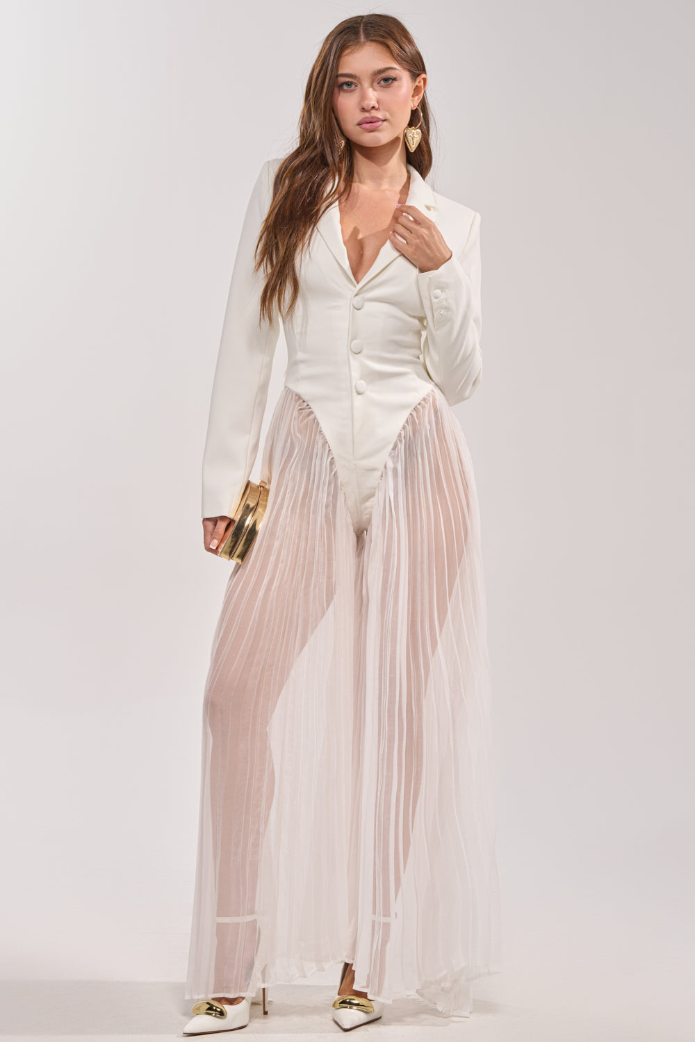 ICON BEHAVIOR PLEATED BLAZER JUMPSUIT