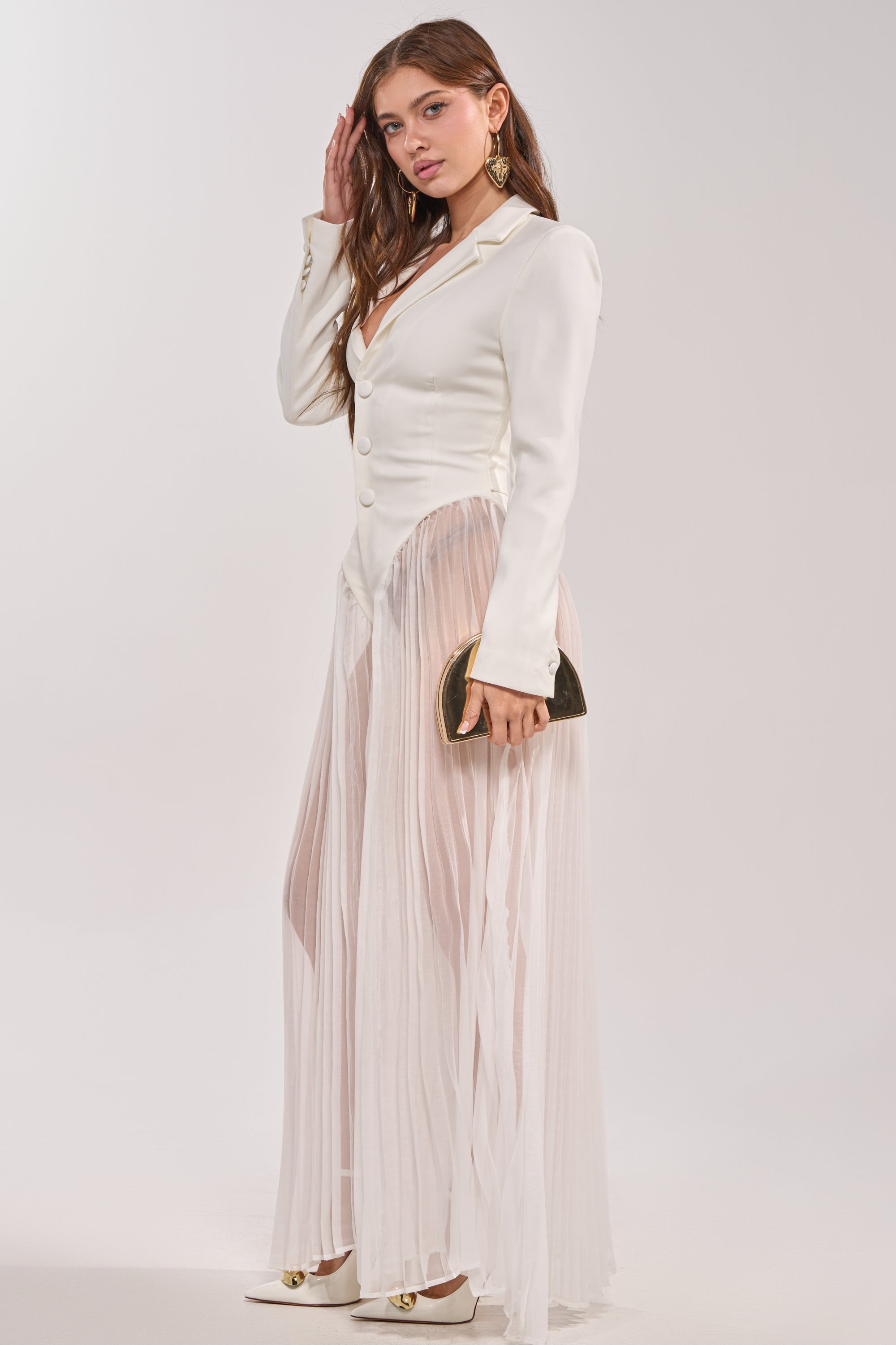 ICON BEHAVIOR PLEATED BLAZER JUMPSUIT