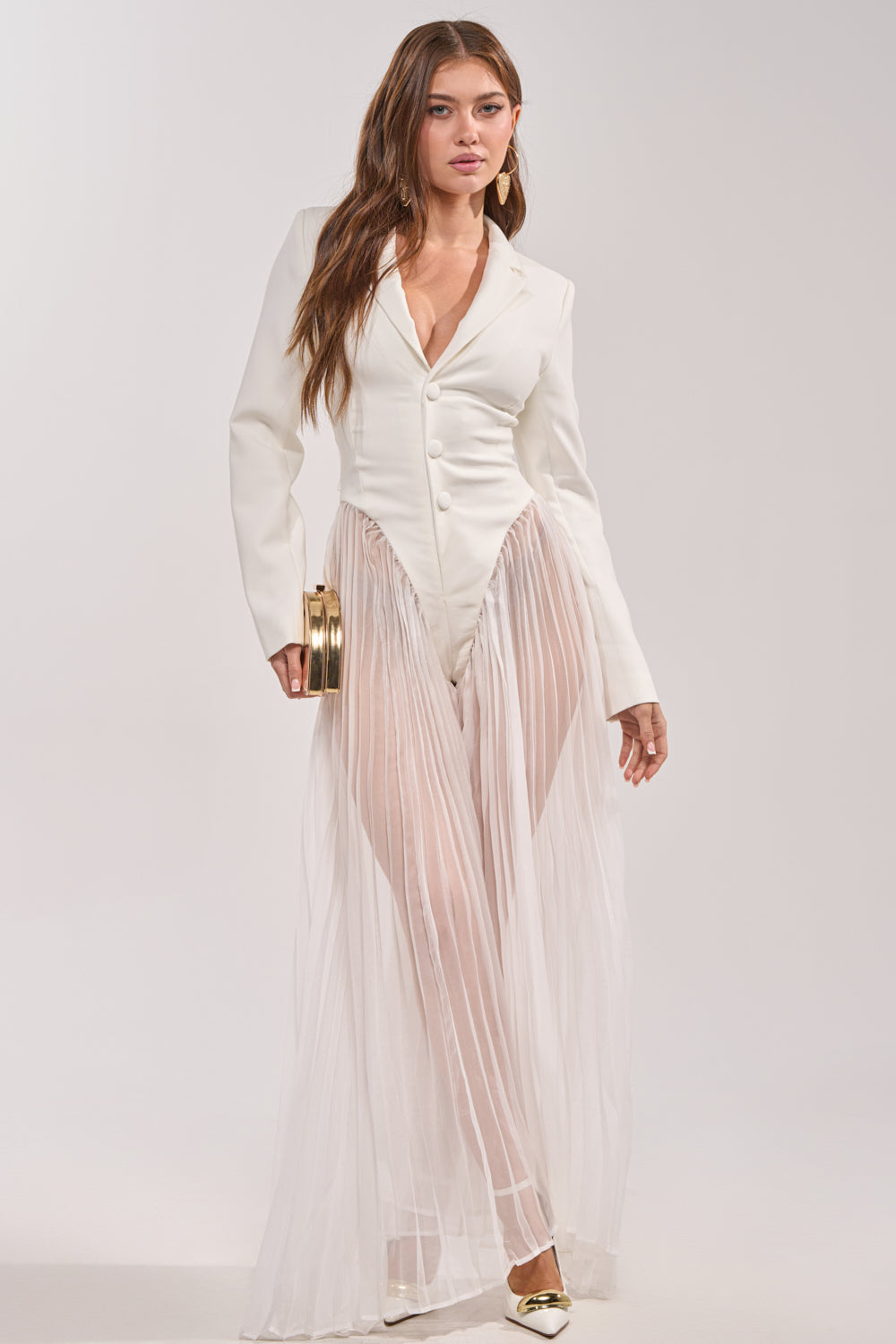 ICON BEHAVIOR PLEATED BLAZER JUMPSUIT