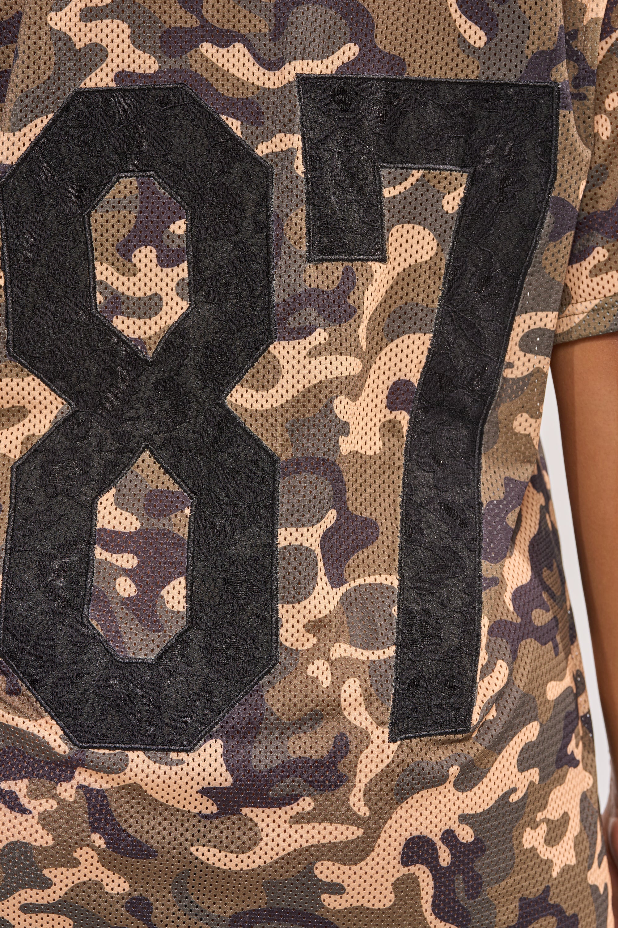 POPPIN POPPYS LACE JERSEY MINI DRESS IN CAMO