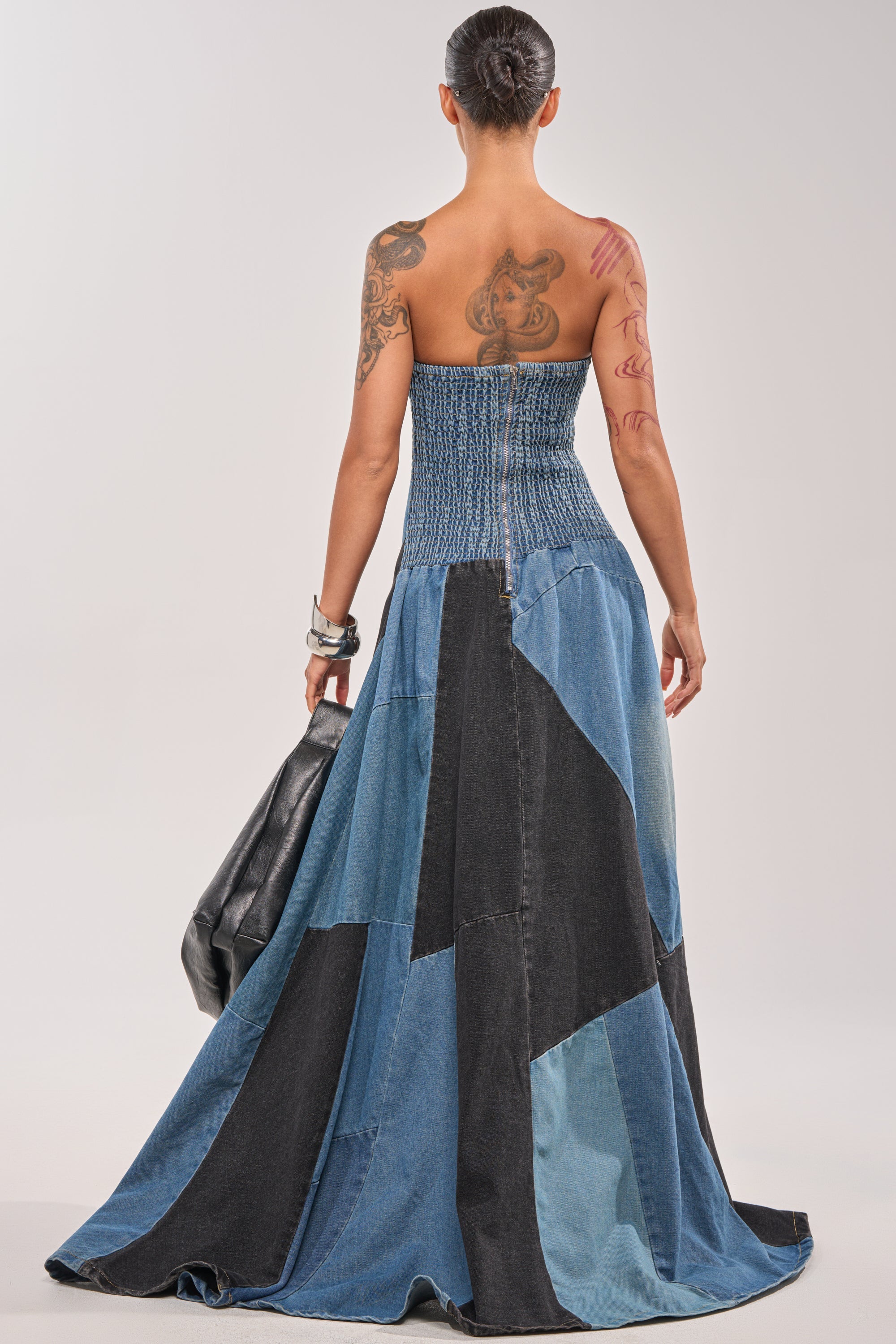 LIFE IN DENIM STRAPLESS MAXI DRESS
