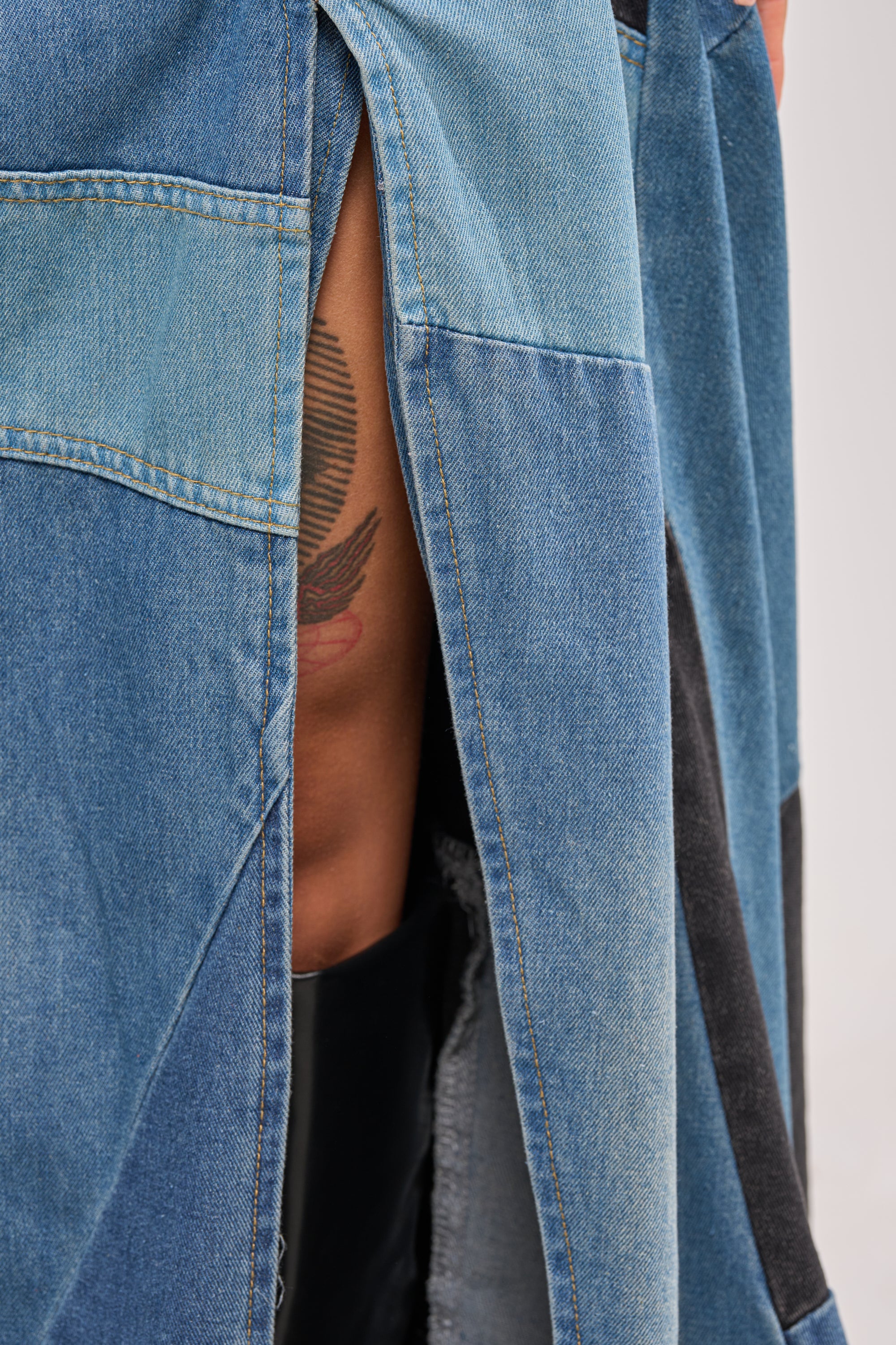 LIFE IN DENIM STRAPLESS MAXI DRESS