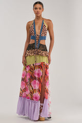 SUPER SWEET GIRL PATTERNED MAXI DRESS