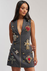 PRETTIEST PROBLEM SLEEVELESS PATCHWORK MINI DRESS