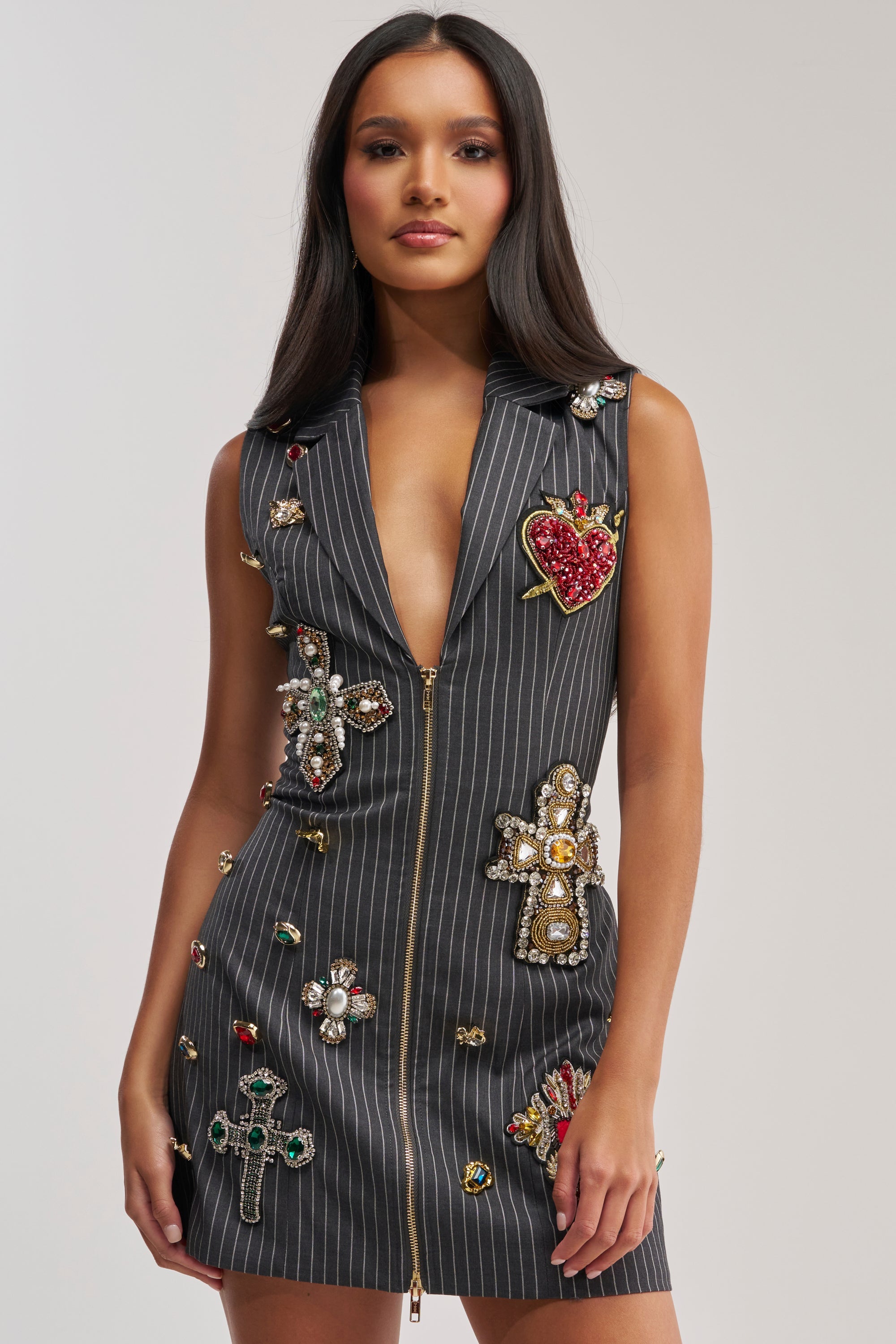 PRETTIEST PROBLEM SLEEVELESS PATCHWORK MINI DRESS