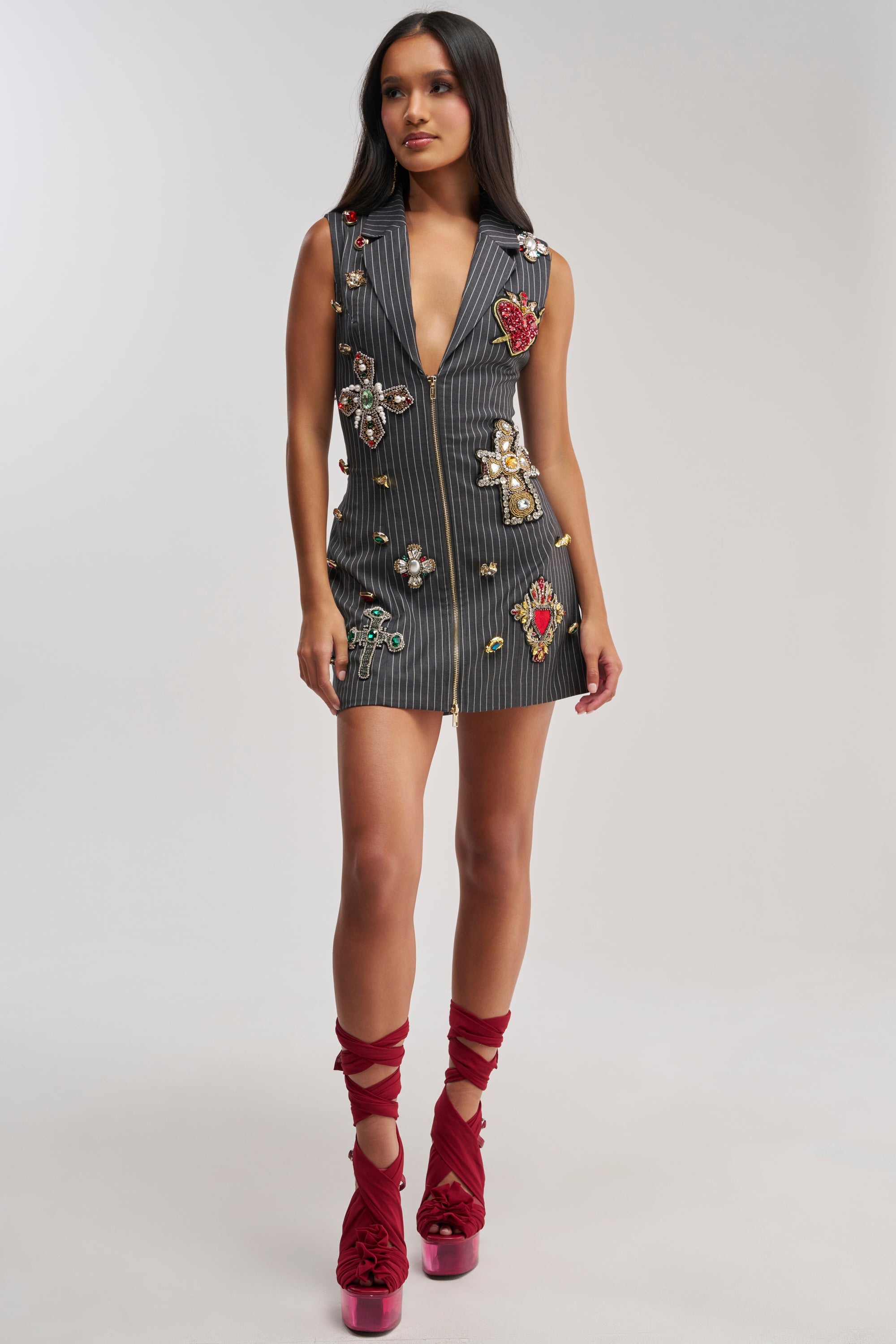 PRETTIEST PROBLEM SLEEVELESS PATCHWORK MINI DRESS
