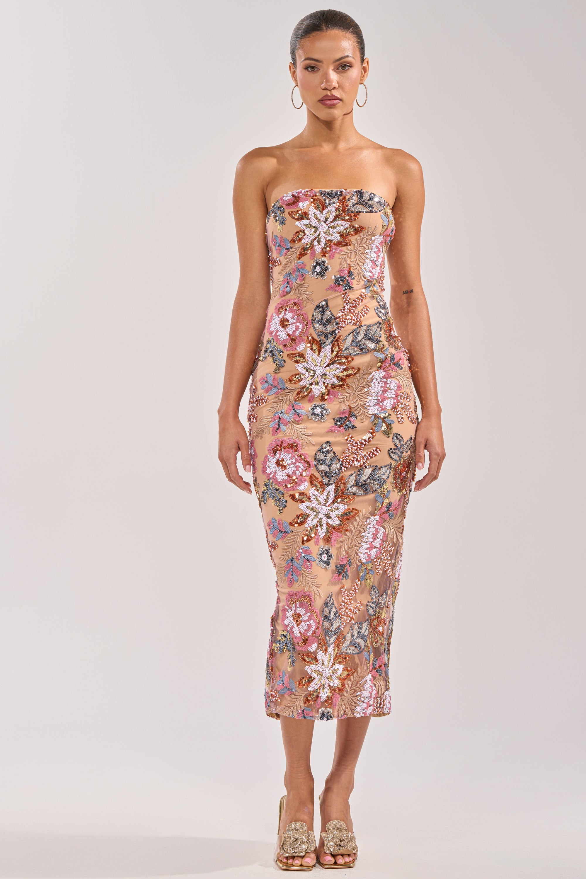 SHOW ME LOVE EMBELLISHED MIDI DRESS
