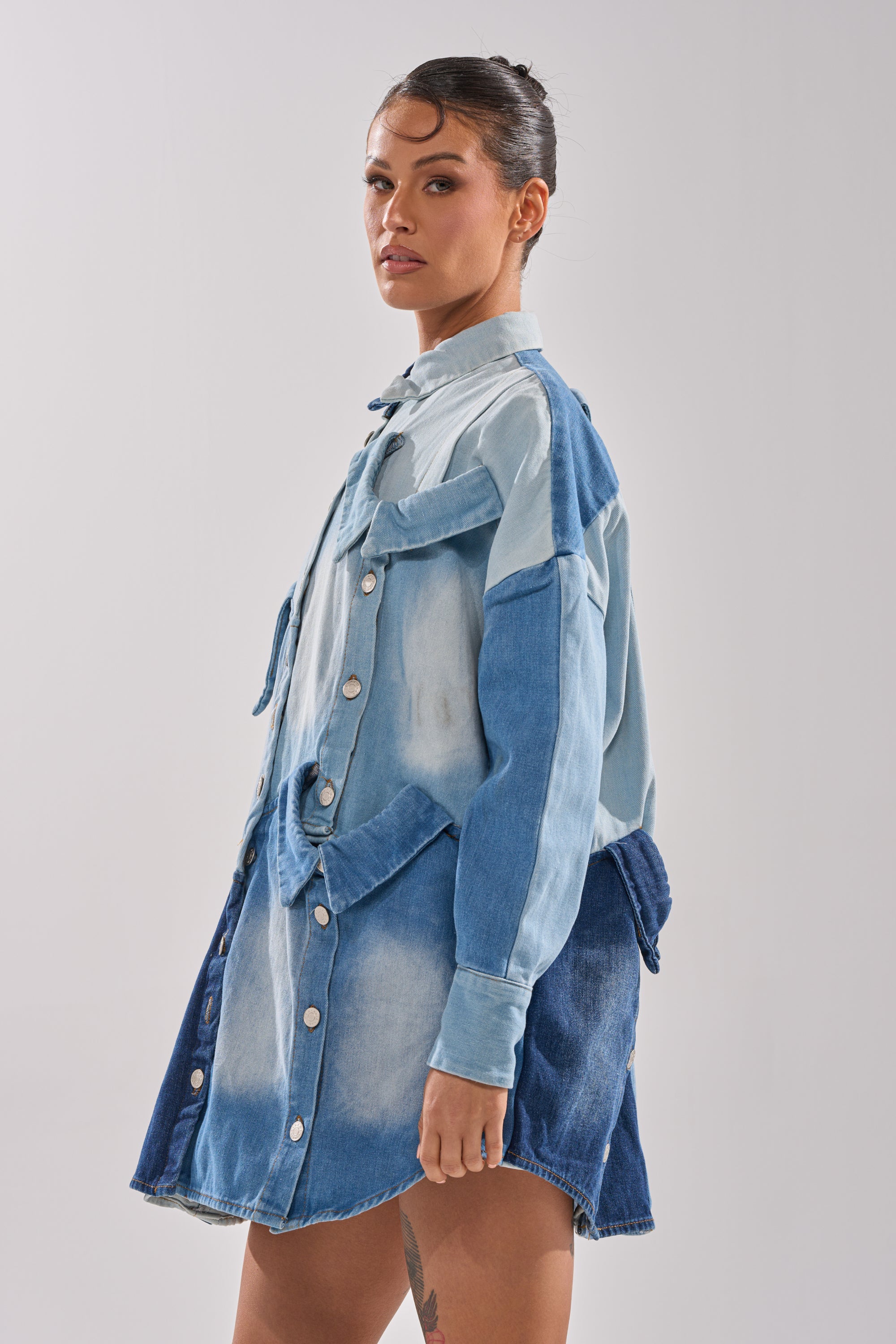 MONDAY BLUES DENIM MINI DRESS