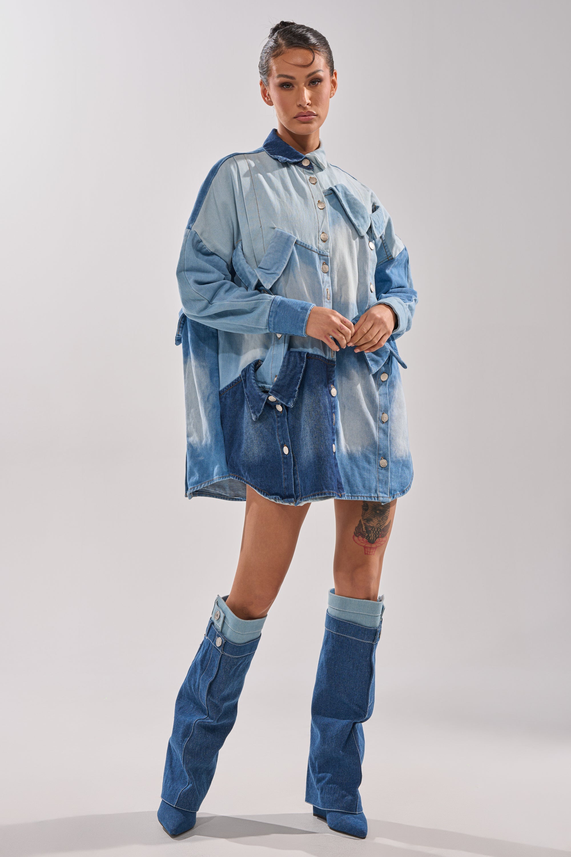 MONDAY BLUES DENIM MINI DRESS