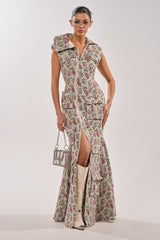 FLOWER POWER TAPESTRY MAXI DRESS