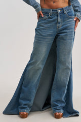 SHAKE IT OFF DENIM PANT WITH SKIRT ATTACHED