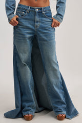 SHAKE IT OFF DENIM PANT WITH SKIRT ATTACHED