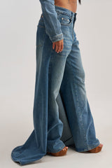 SHAKE IT OFF DENIM PANT WITH SKIRT ATTACHED