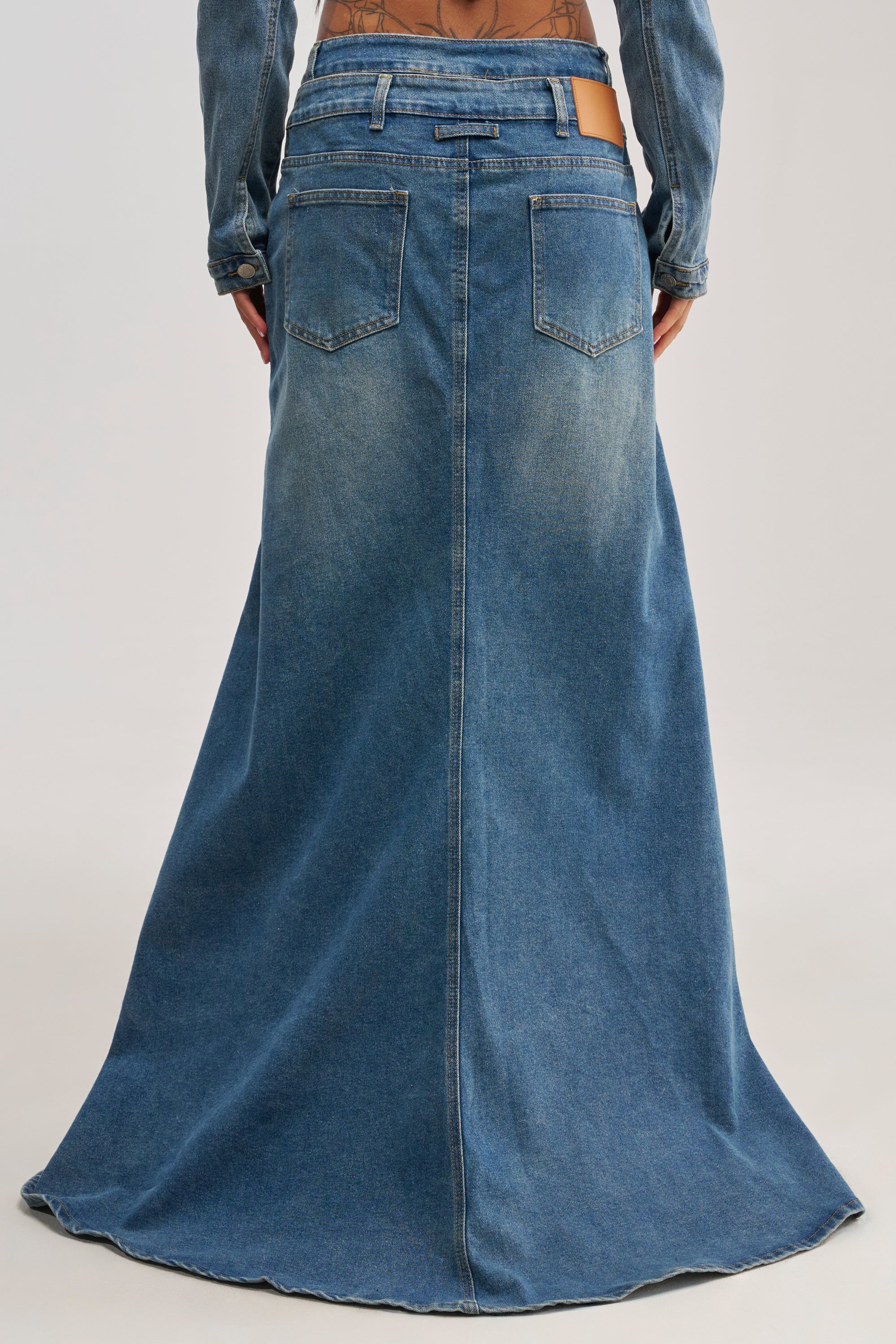 SHAKE IT OFF DENIM PANT WITH SKIRT ATTACHED