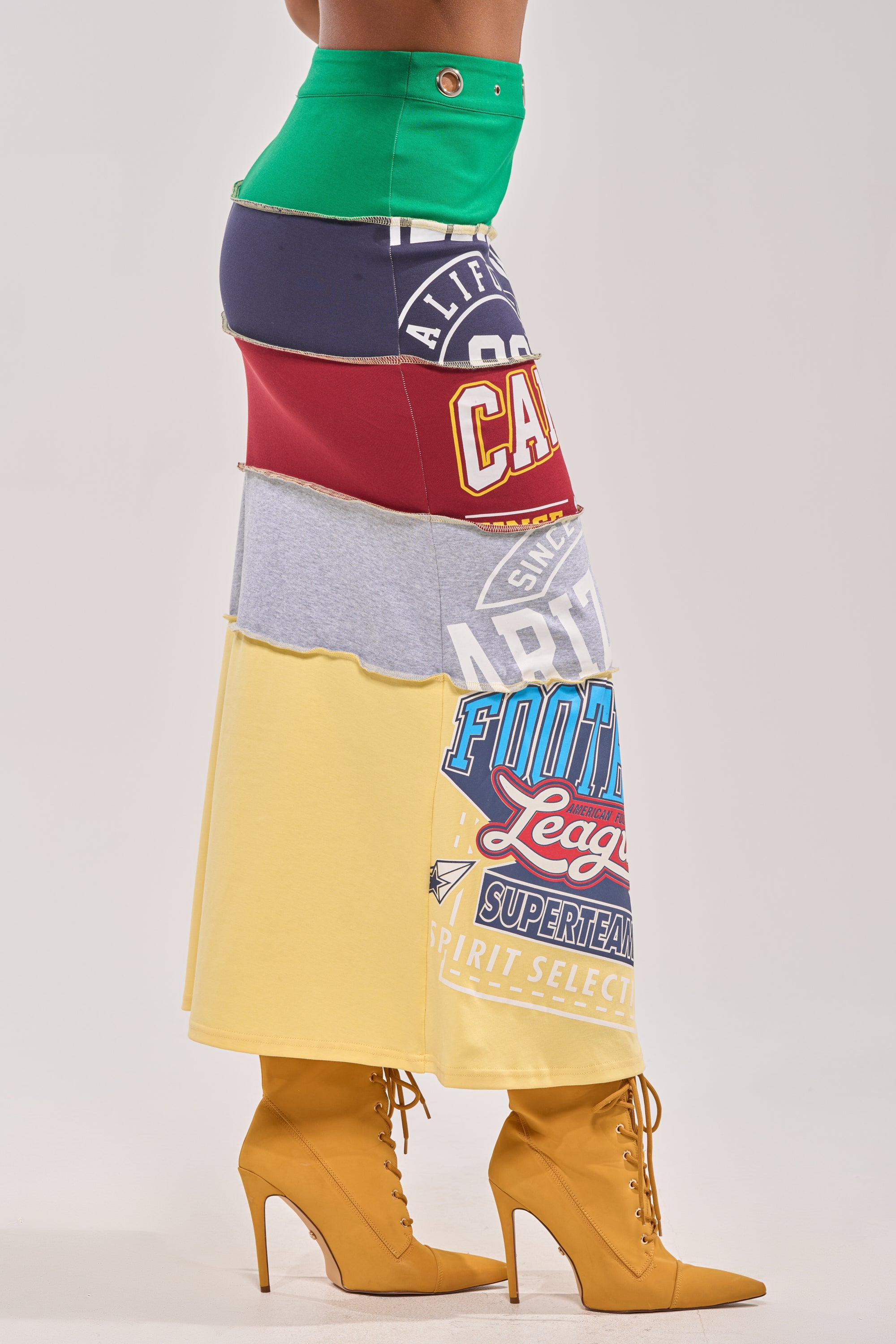FULL RIDE PATCHWORK MAXI SKIRT