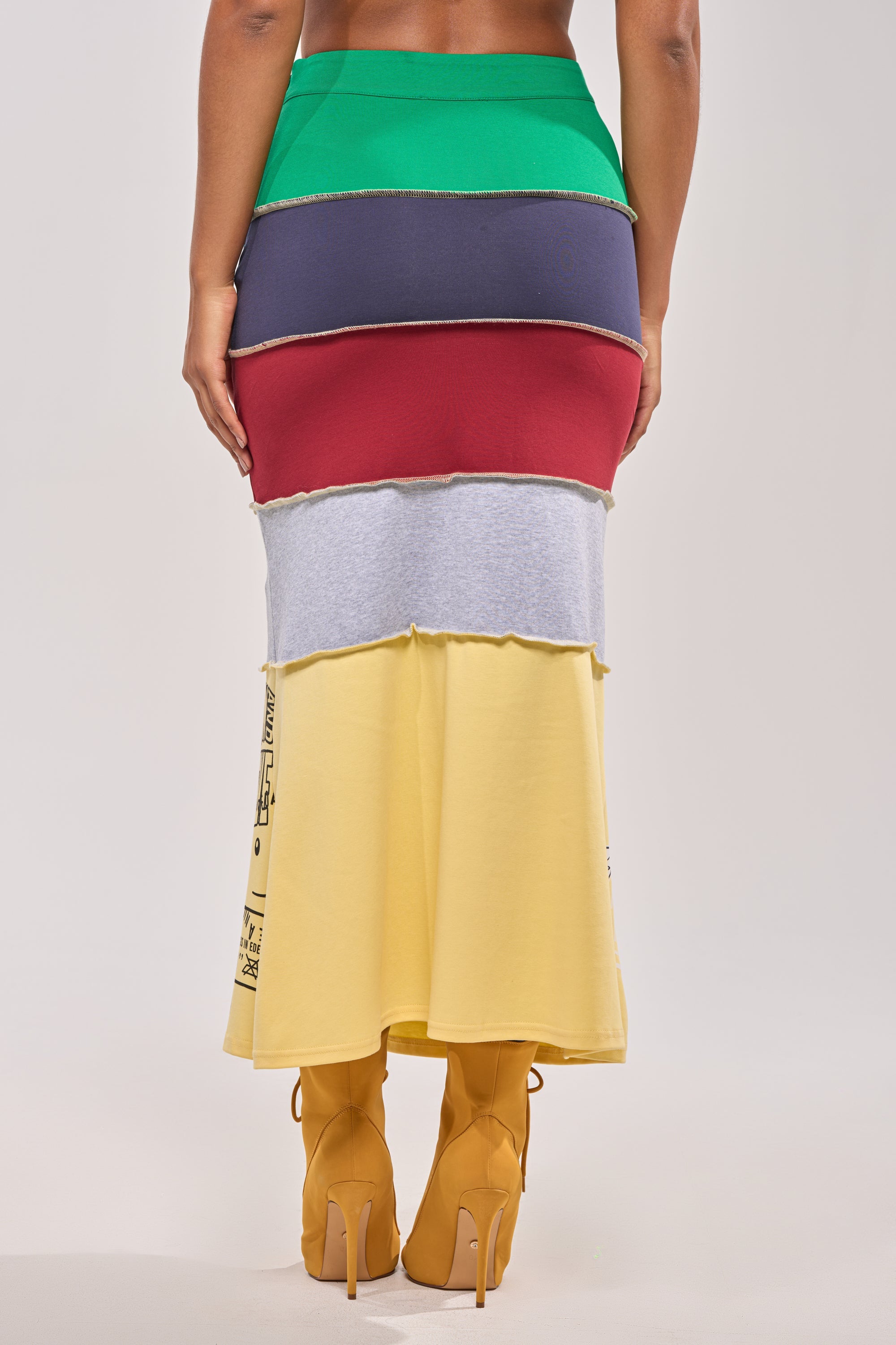 FULL RIDE PATCHWORK MAXI SKIRT