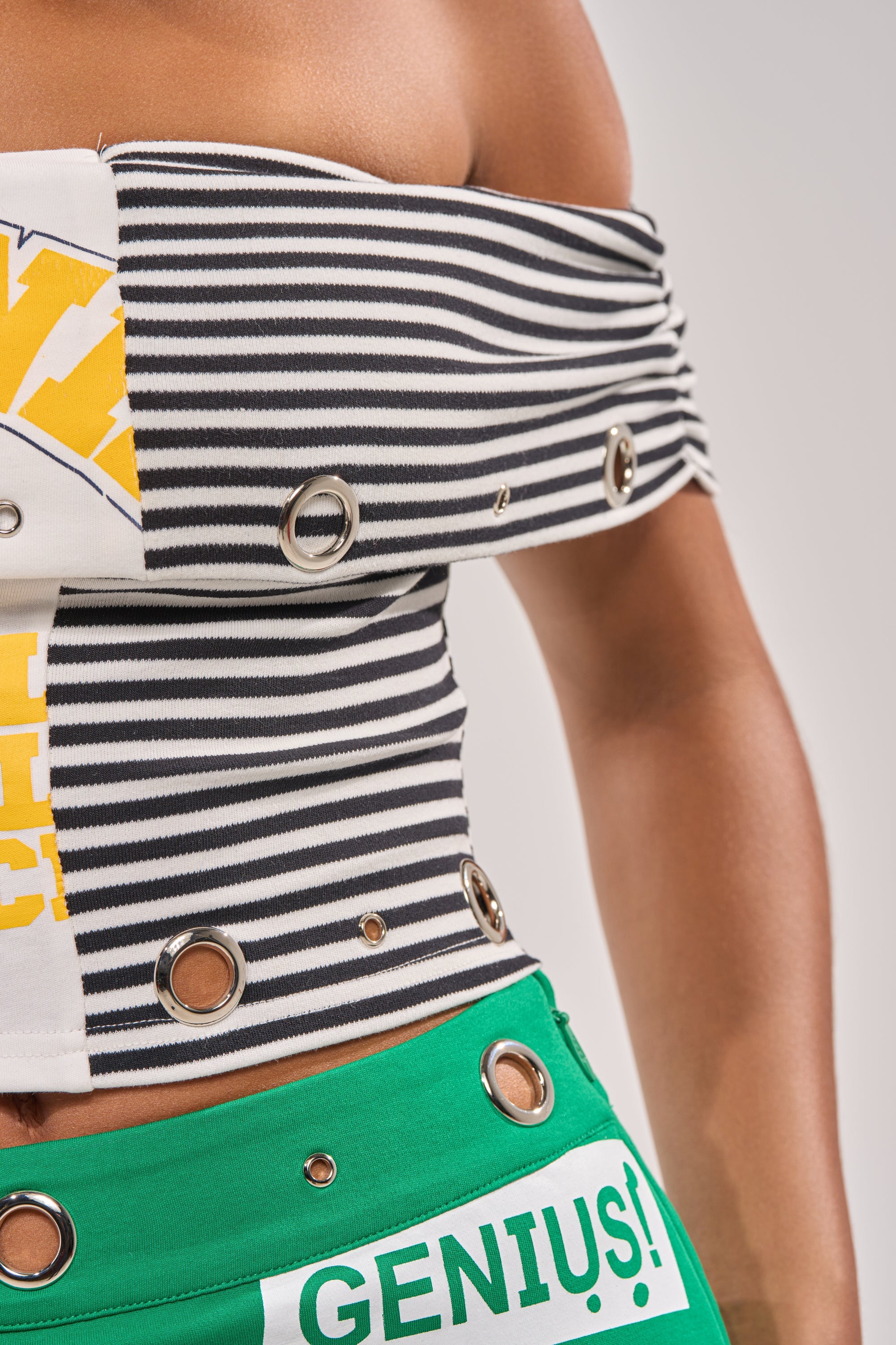 FULL RIDE OFF THE SHOULDER PATCHWORK TOP