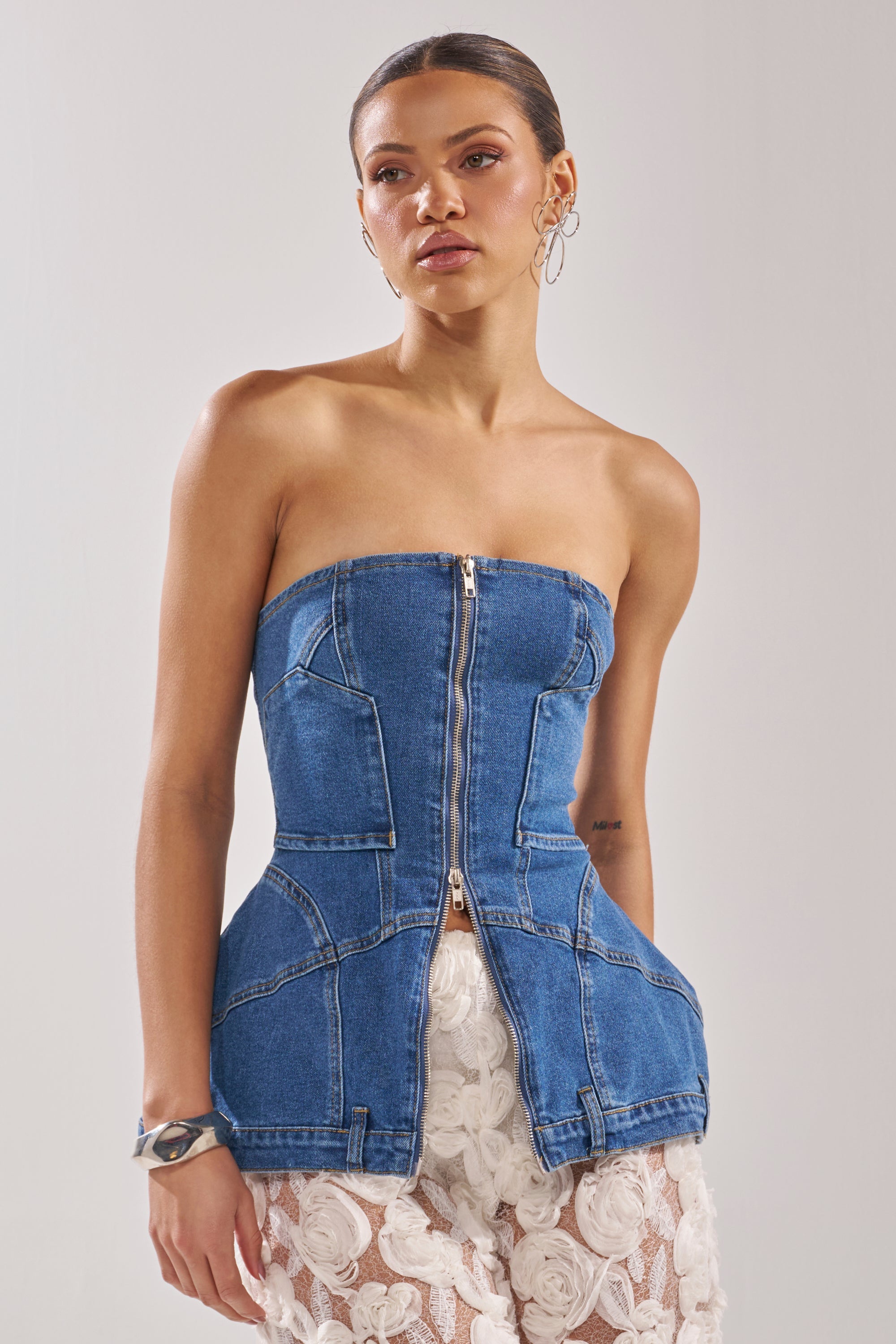UPSIDE DOWN DENIM CORSET