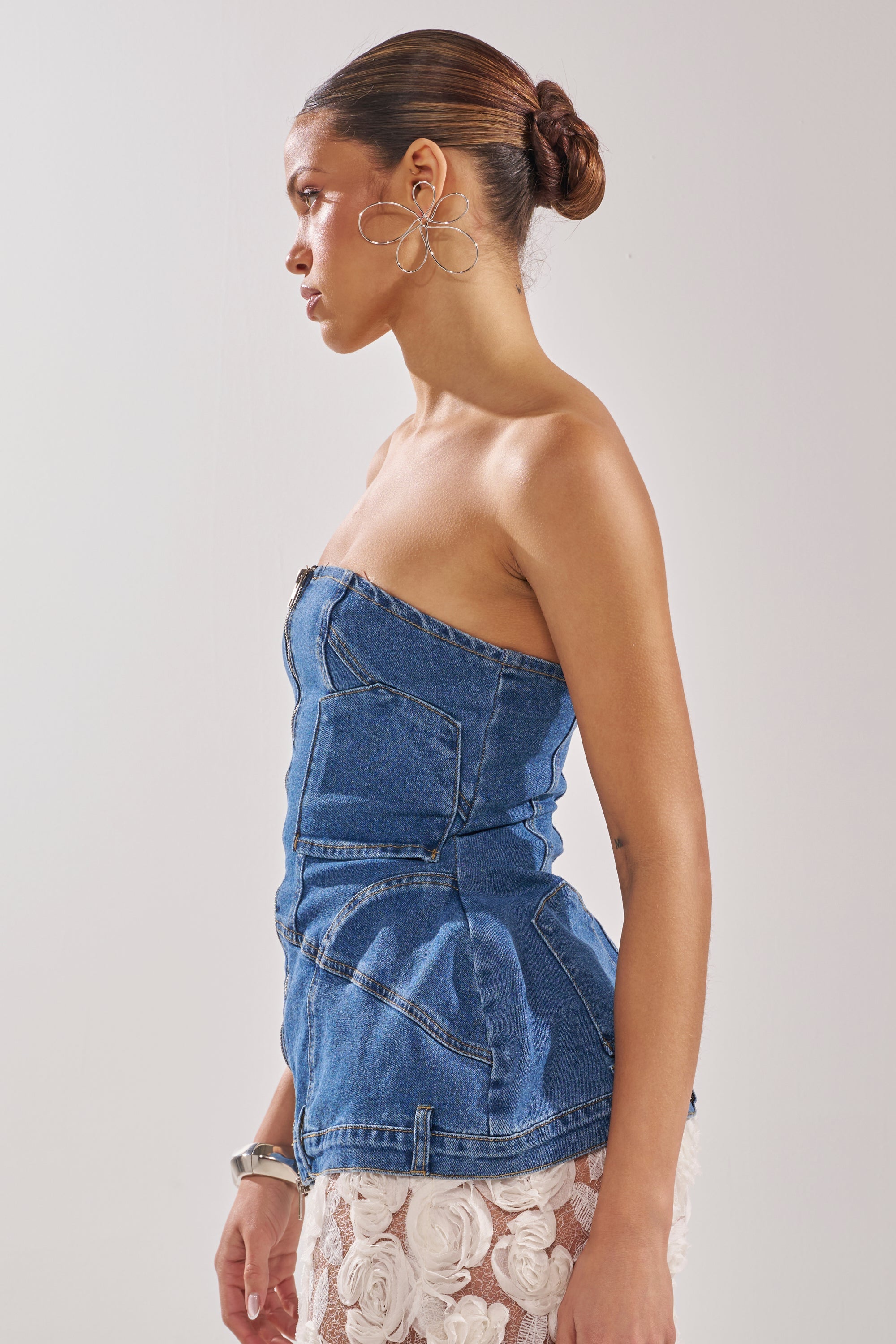 UPSIDE DOWN DENIM CORSET
