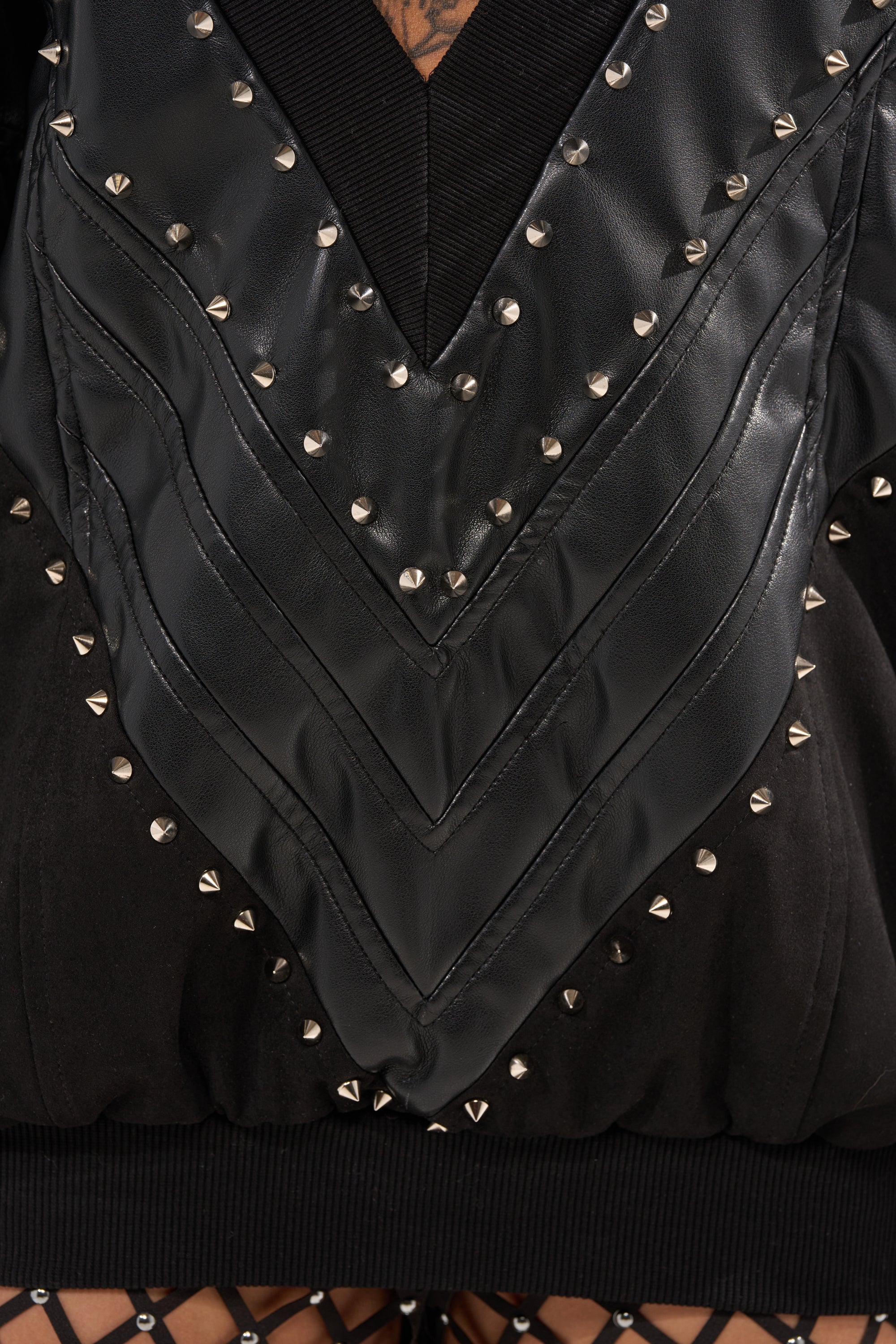 LETS DO THIS FAUX LEATHER SWEATSHIRT