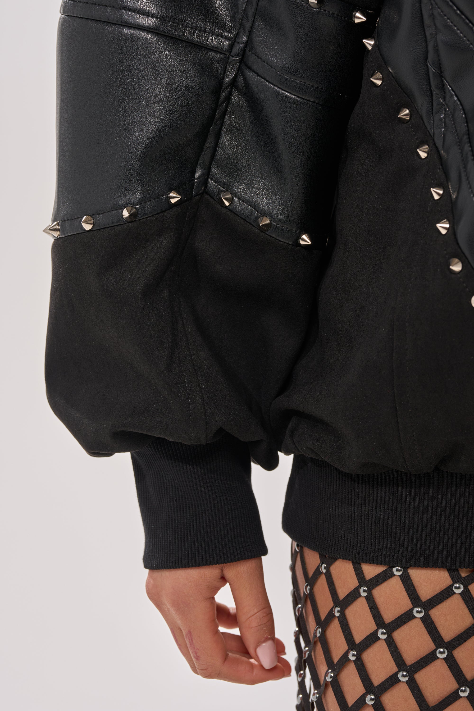 LETS DO THIS FAUX LEATHER SWEATSHIRT