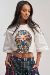 FACE CARD GRAPHIC CROPPED TEE