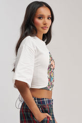 FACE CARD GRAPHIC CROPPED TEE