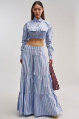 BUSINESS ONLY STRIPE PALAZZO PANT IN LIGHT BLUE