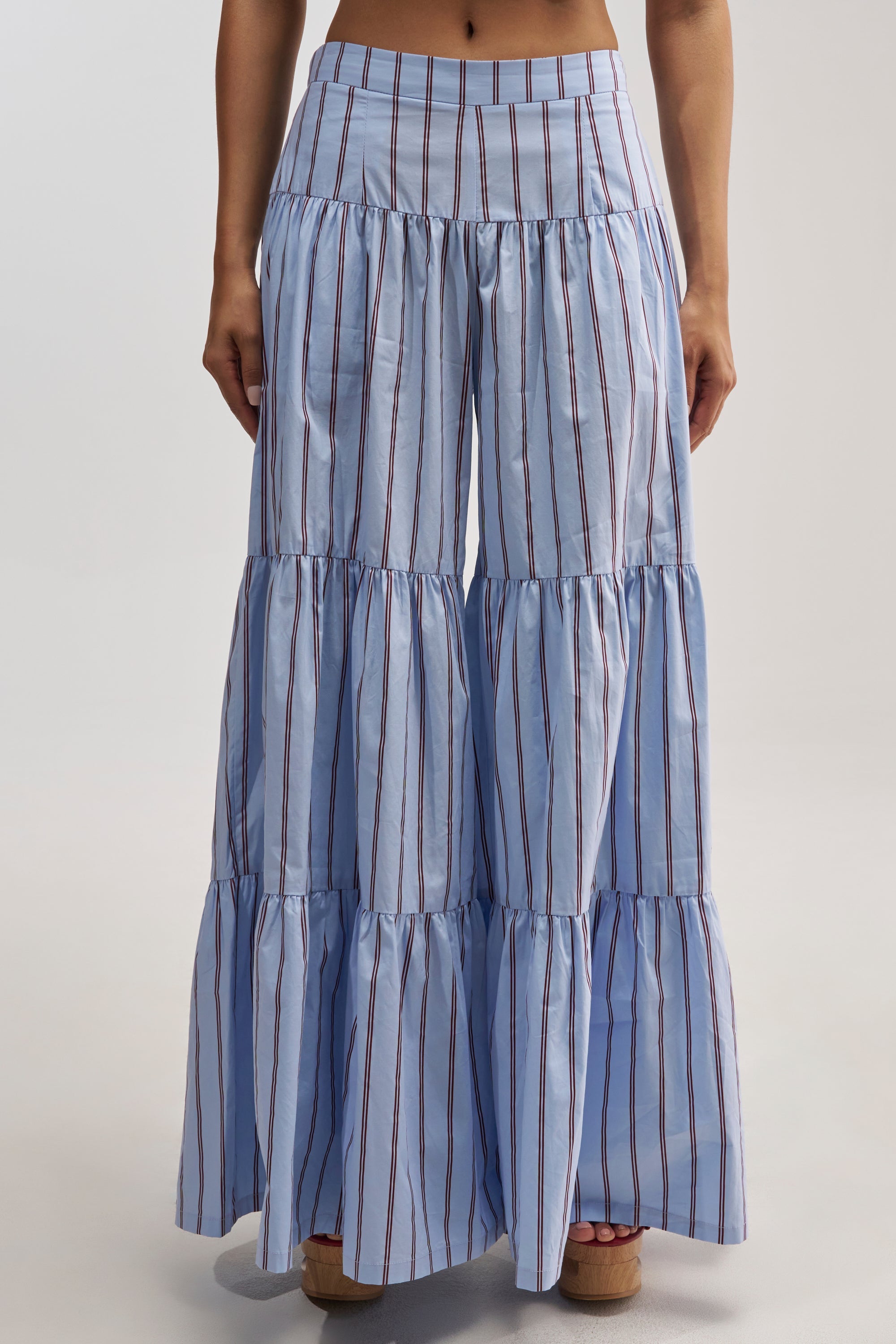 BUSINESS ONLY STRIPE PALAZZO PANT IN LIGHT BLUE