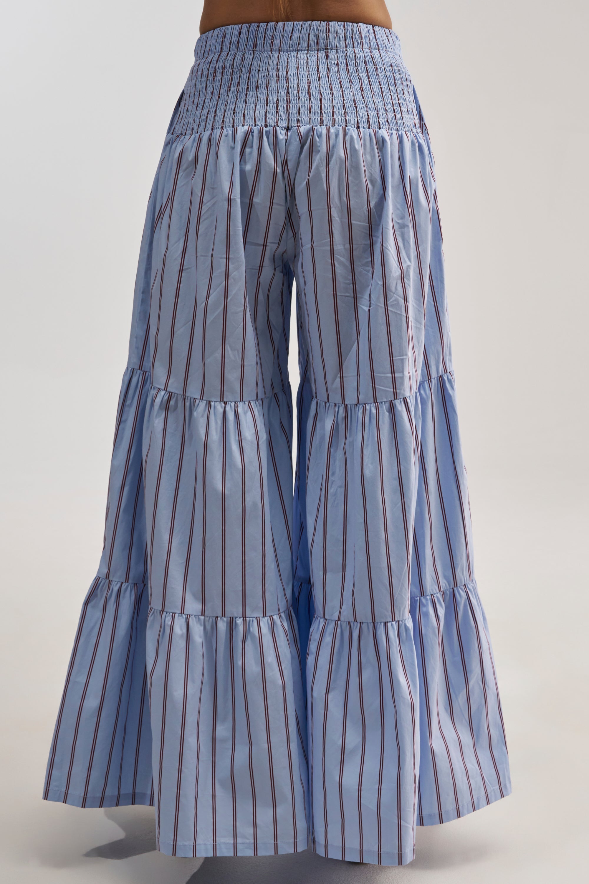 BUSINESS ONLY STRIPE PALAZZO PANT IN LIGHT BLUE