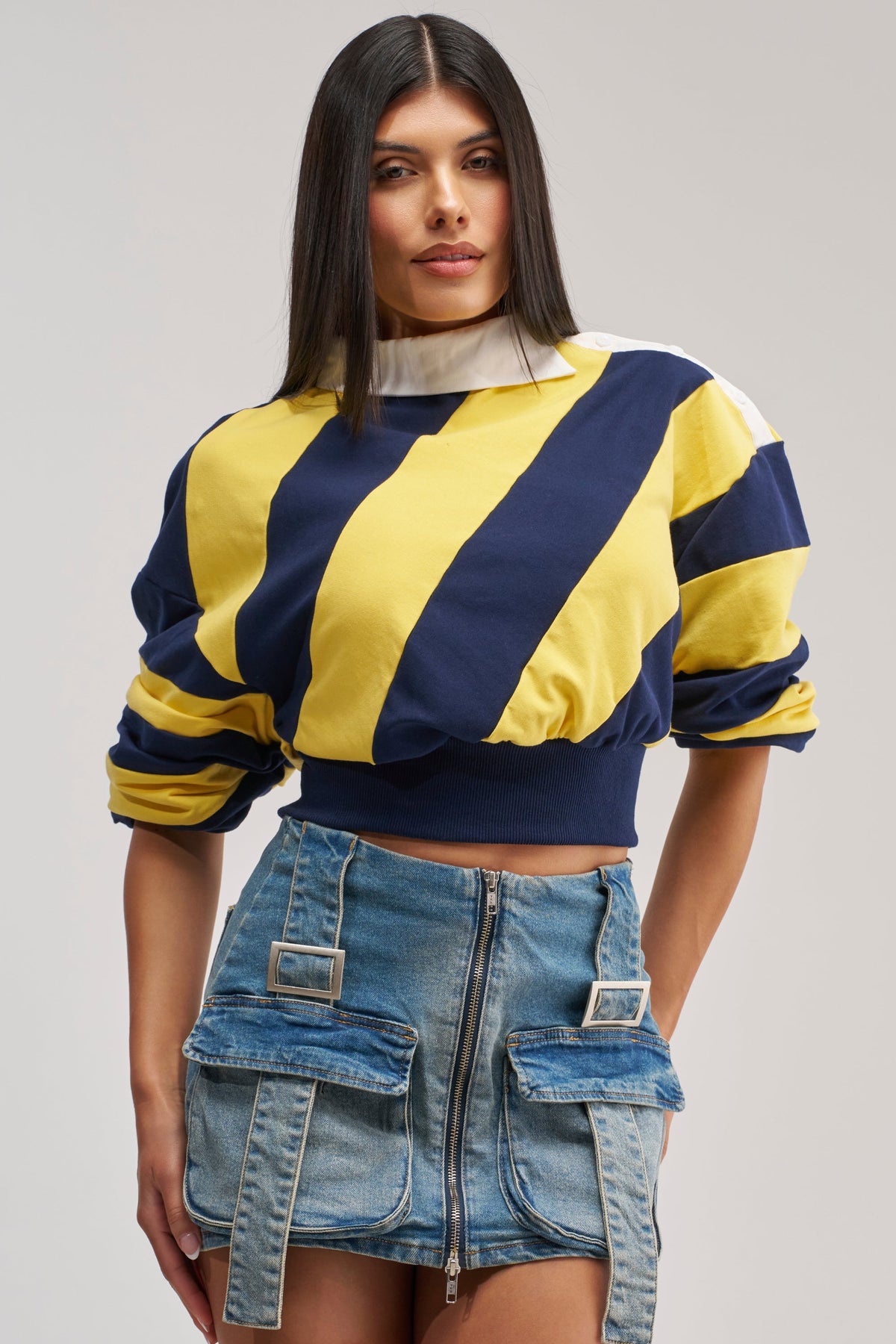 JULIANA STRIPE SWEATSHIRT IN YELLOW