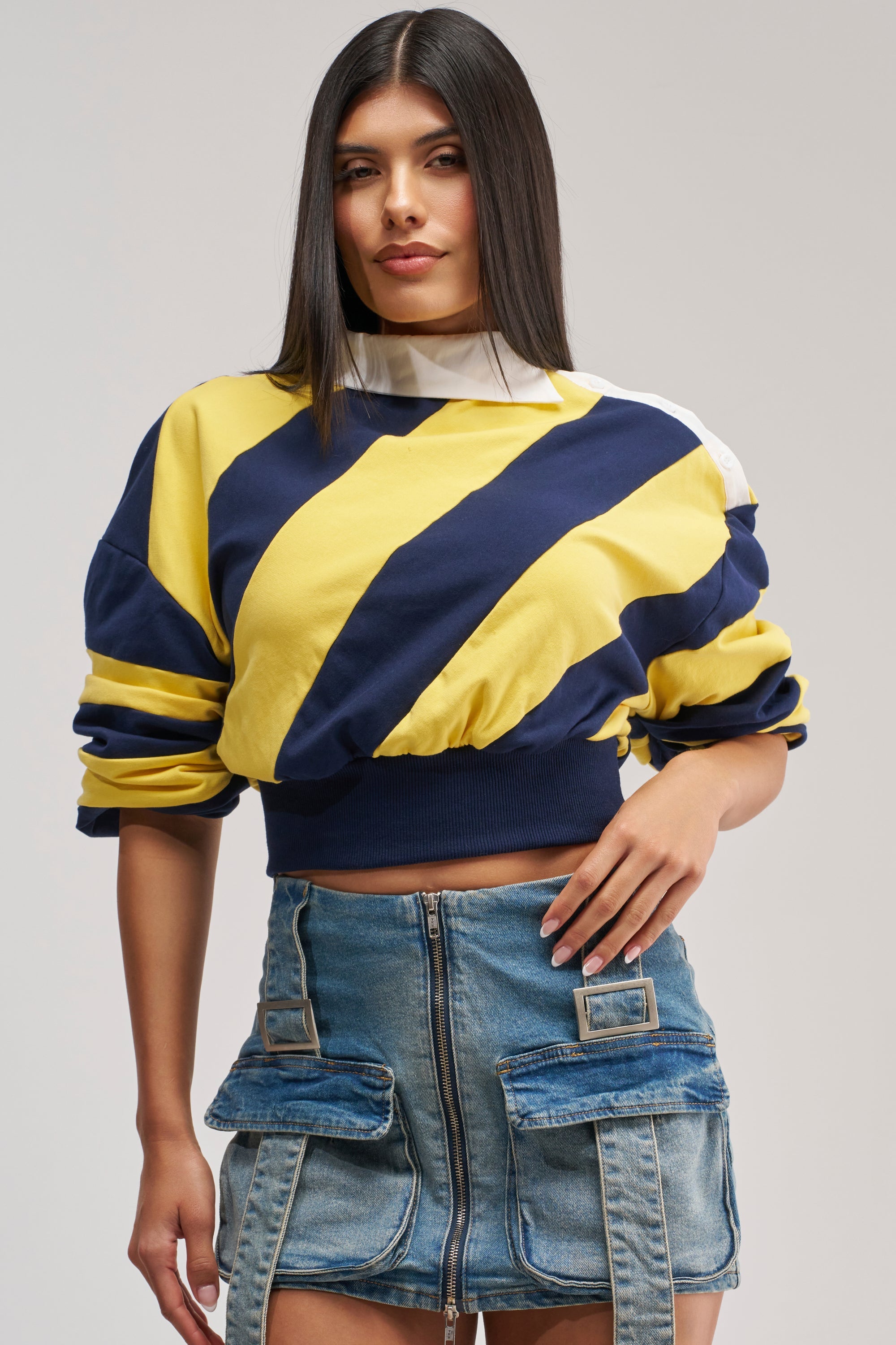 JULIANA STRIPE SWEATSHIRT IN YELLOW