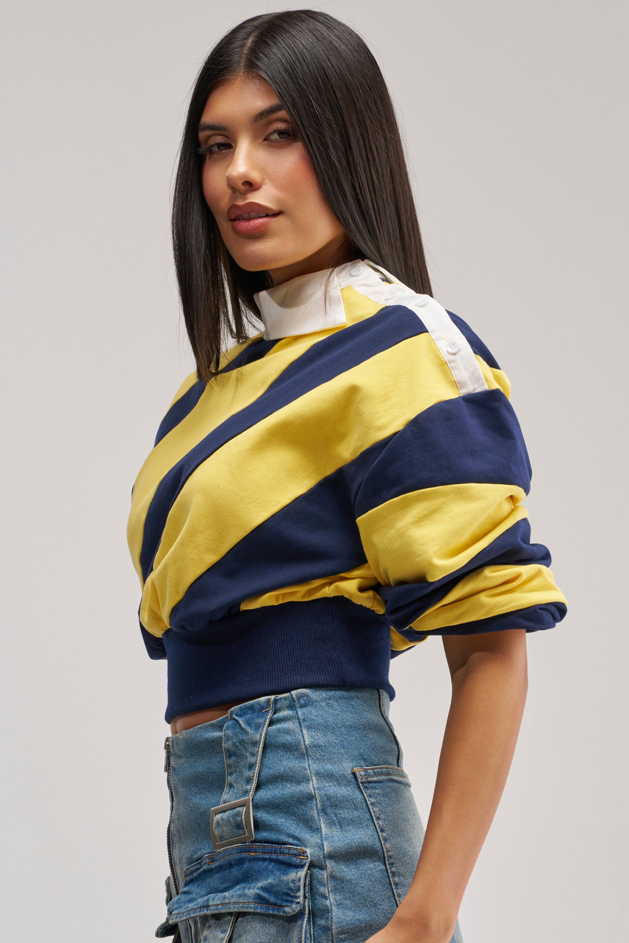 JULIANA STRIPE SWEATSHIRT IN YELLOW