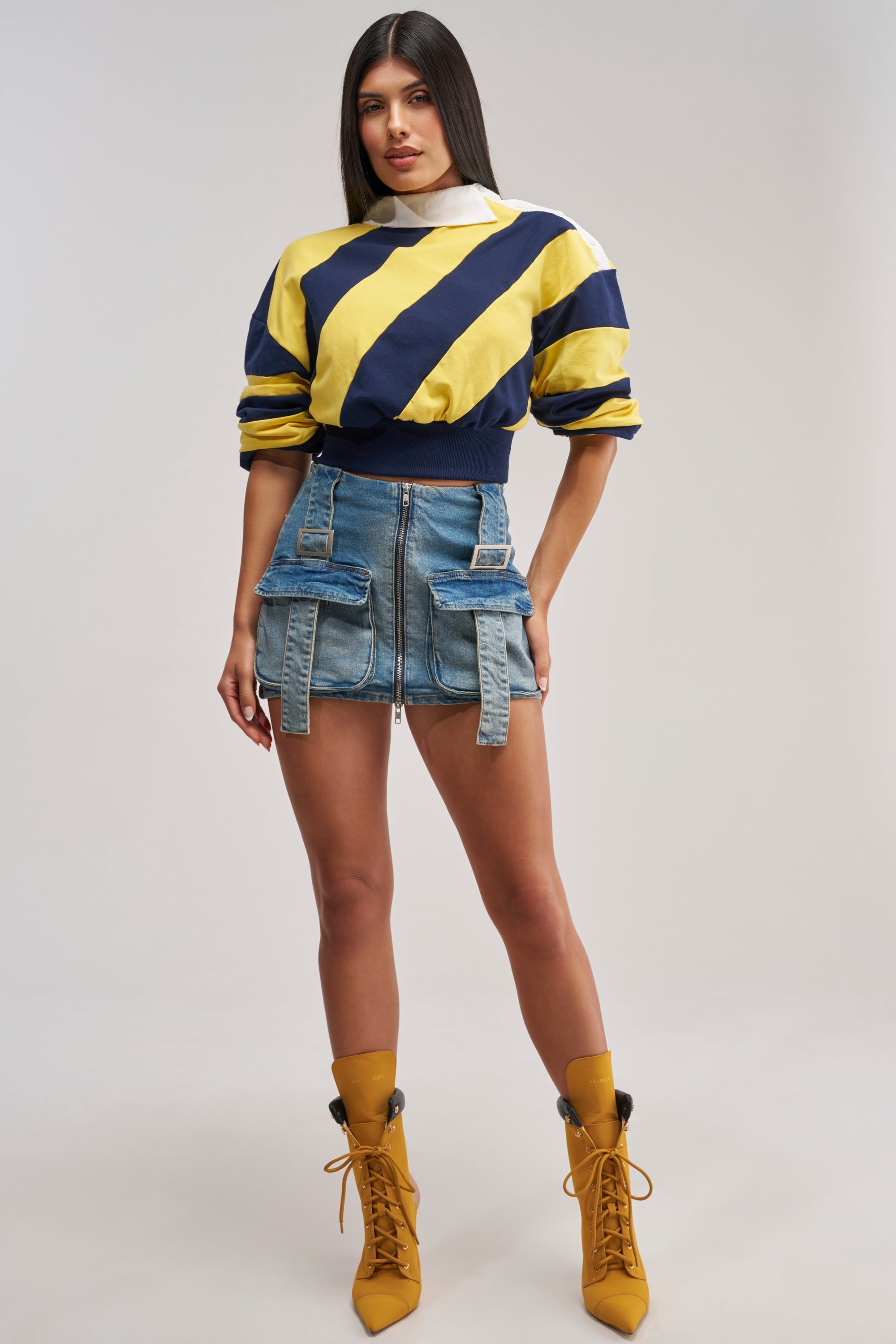 JULIANA STRIPE SWEATSHIRT IN YELLOW