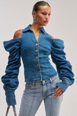 OFF-DUTY HEIRESS DENIM BUTTON DOWN