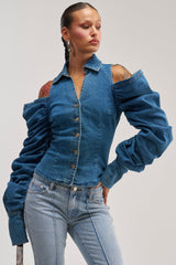 OFF-DUTY HEIRESS DENIM BUTTON DOWN