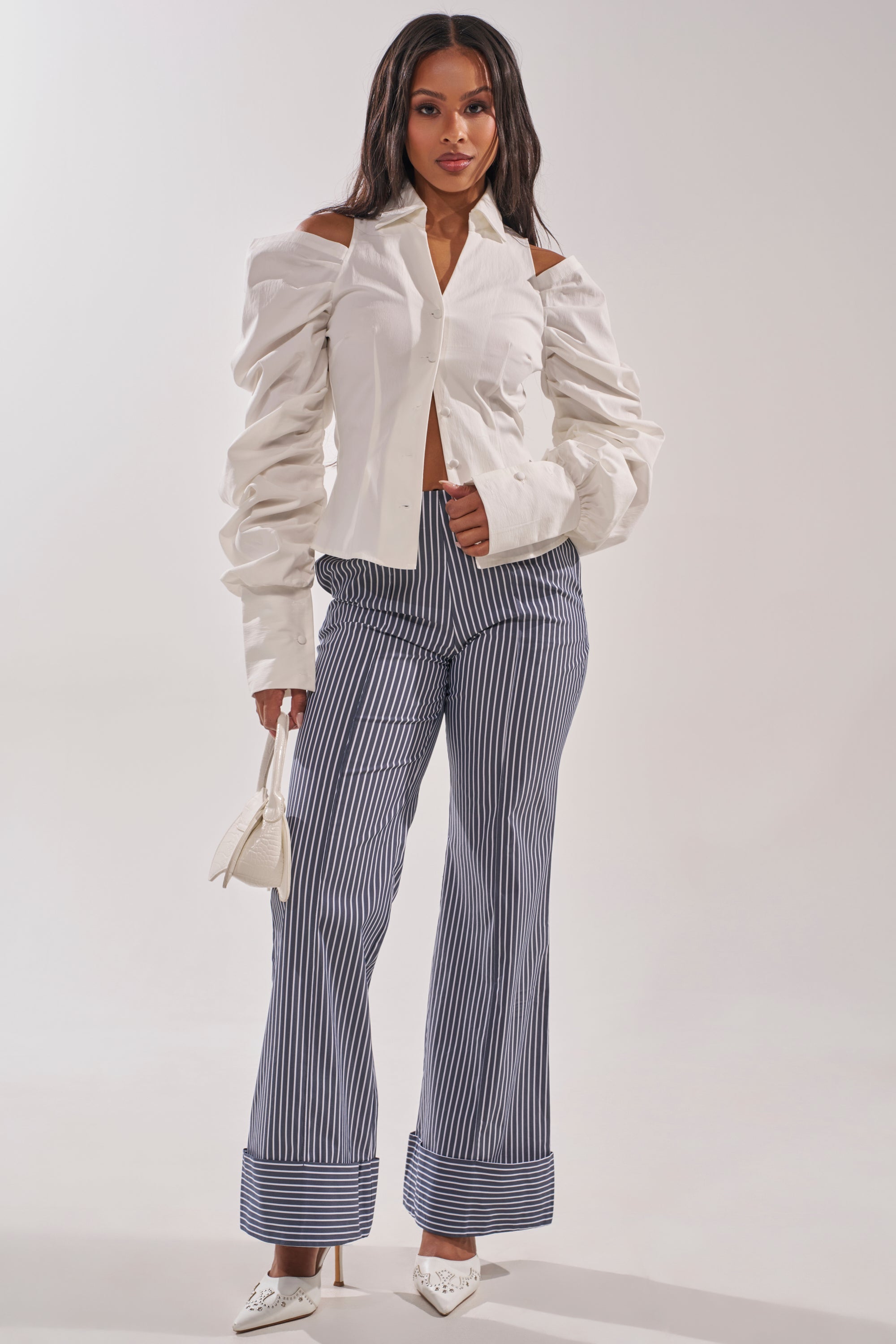 CRAZY IN LOVE WHITE BUTTON DOWN BLOUSE