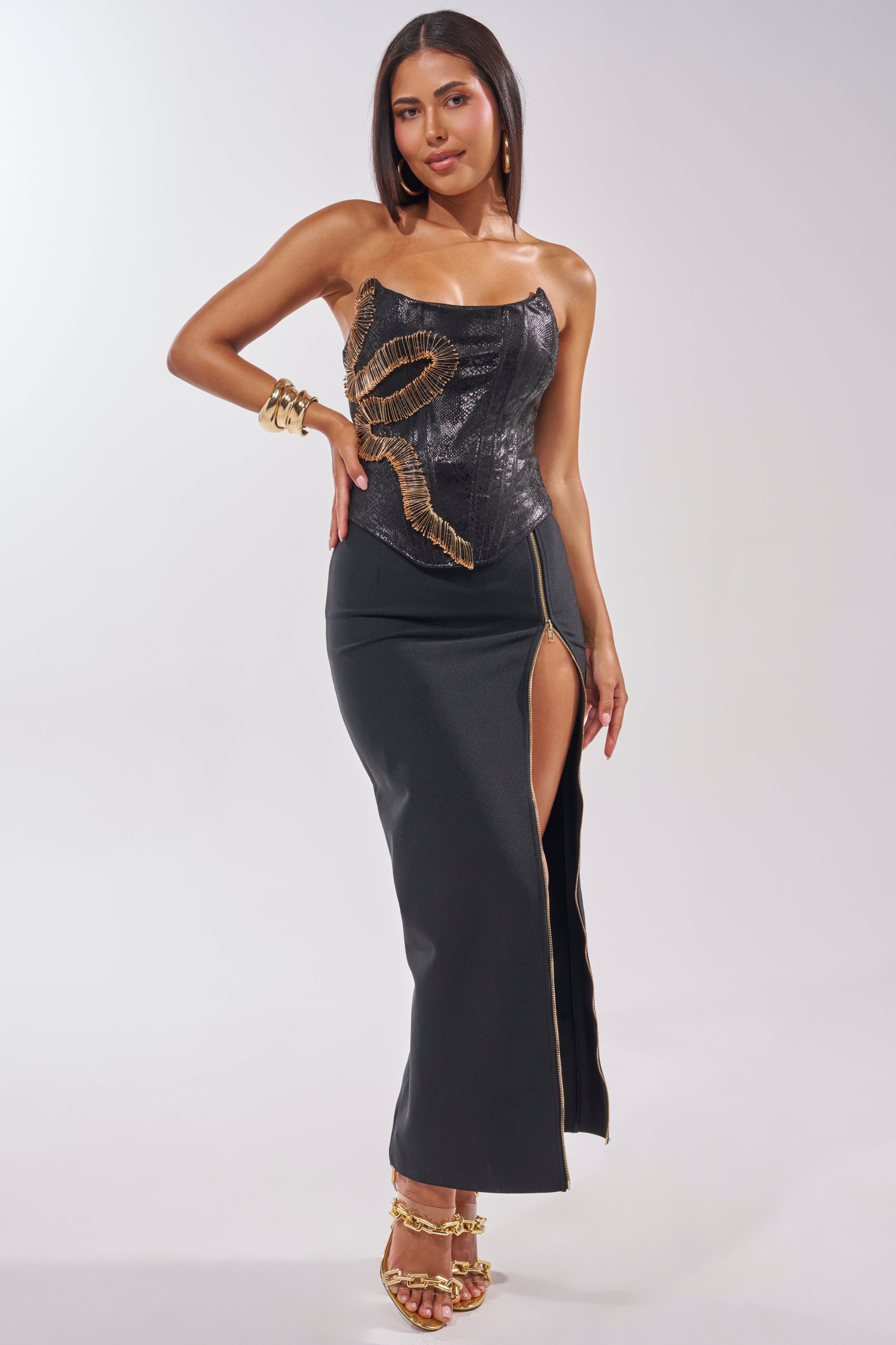 VENOMOUS EMBELLISHED PU CORSET
