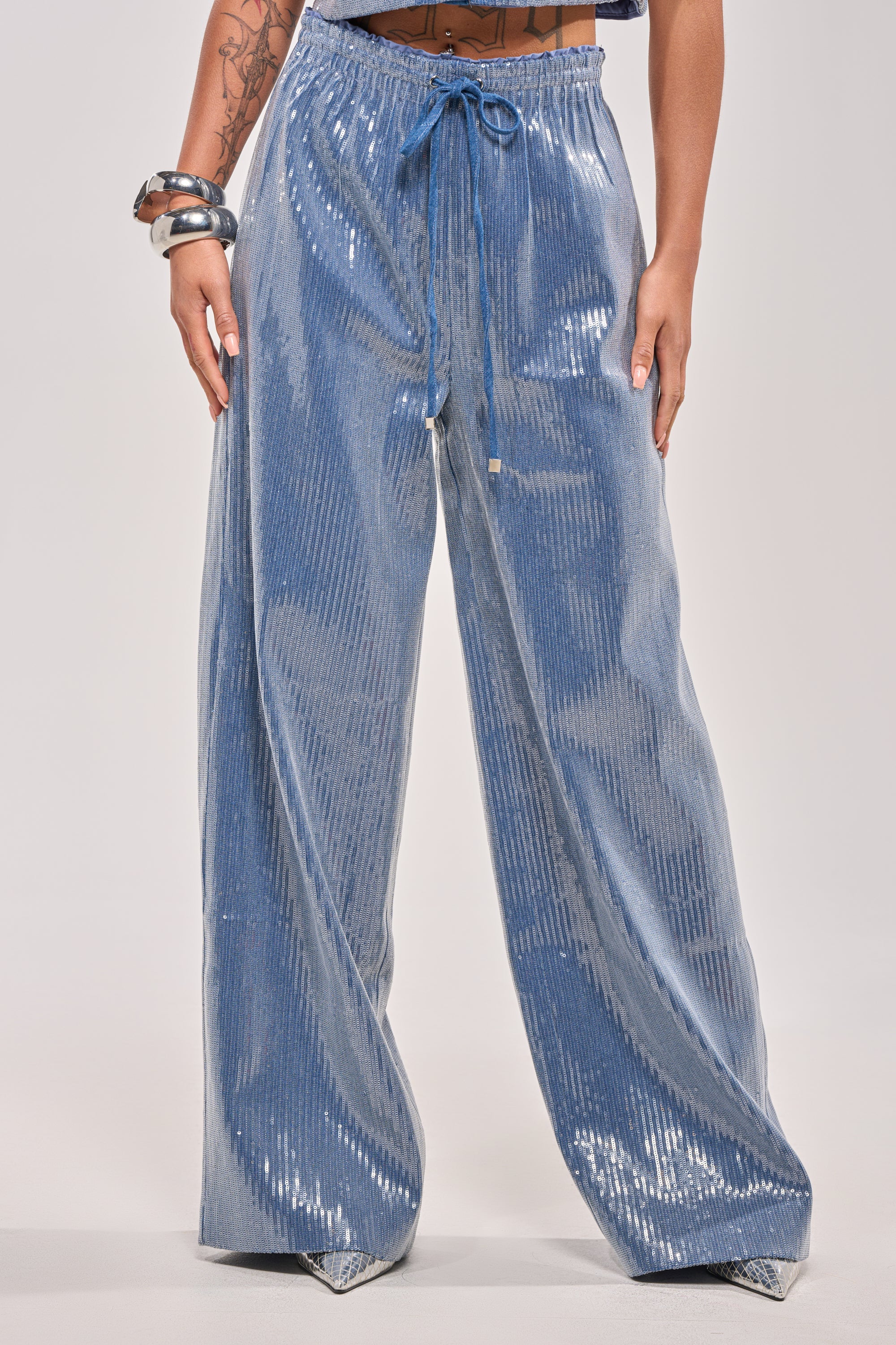 SHAKE IT GIRL SEQUIN WIDE LEG JOGGER