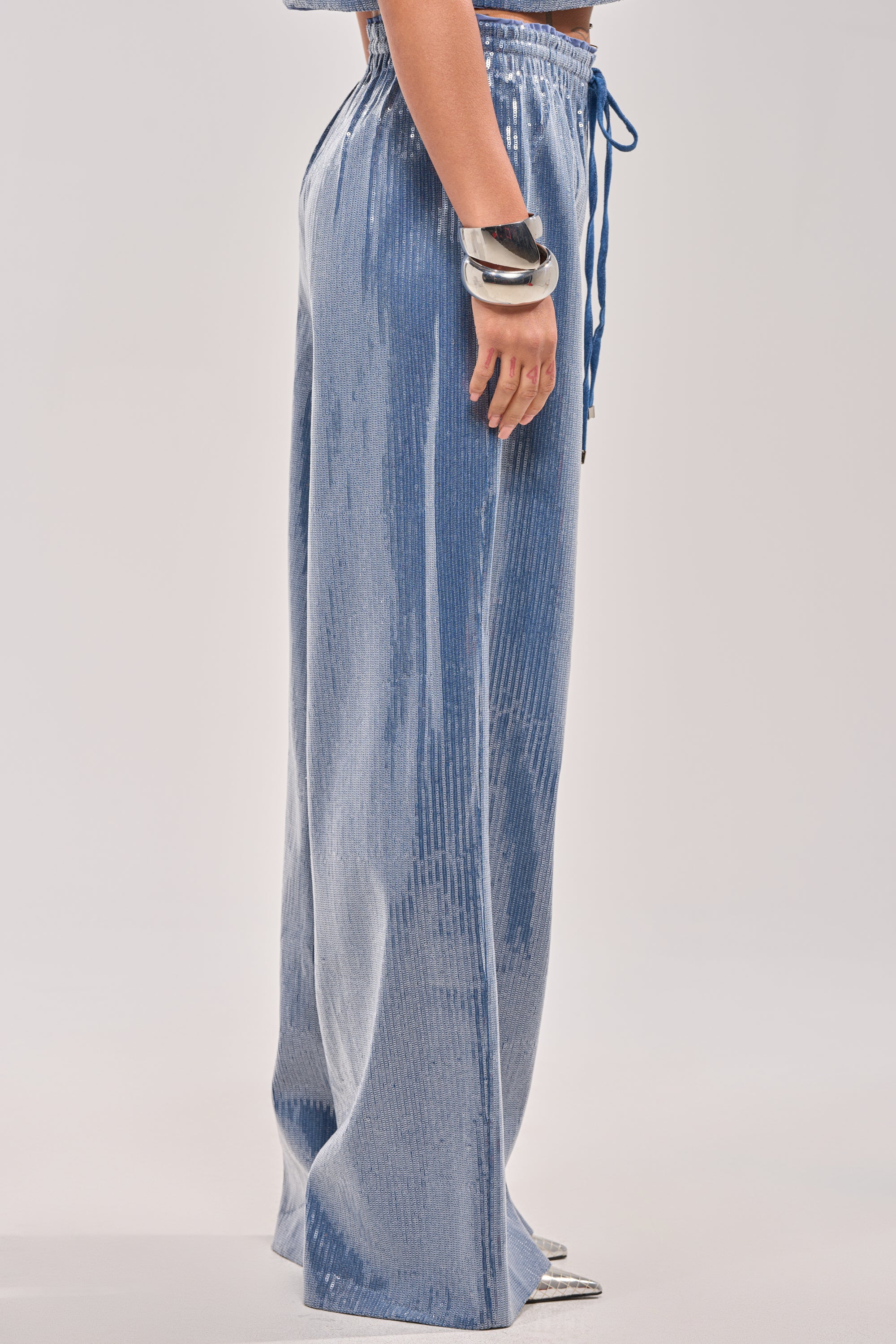 SHAKE IT GIRL SEQUIN WIDE LEG JOGGER