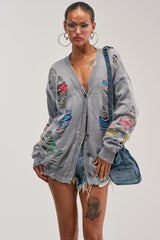 LYDIA DISTRESSED GRAPHIC SWEATER