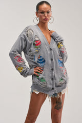 LYDIA DISTRESSED GRAPHIC SWEATER