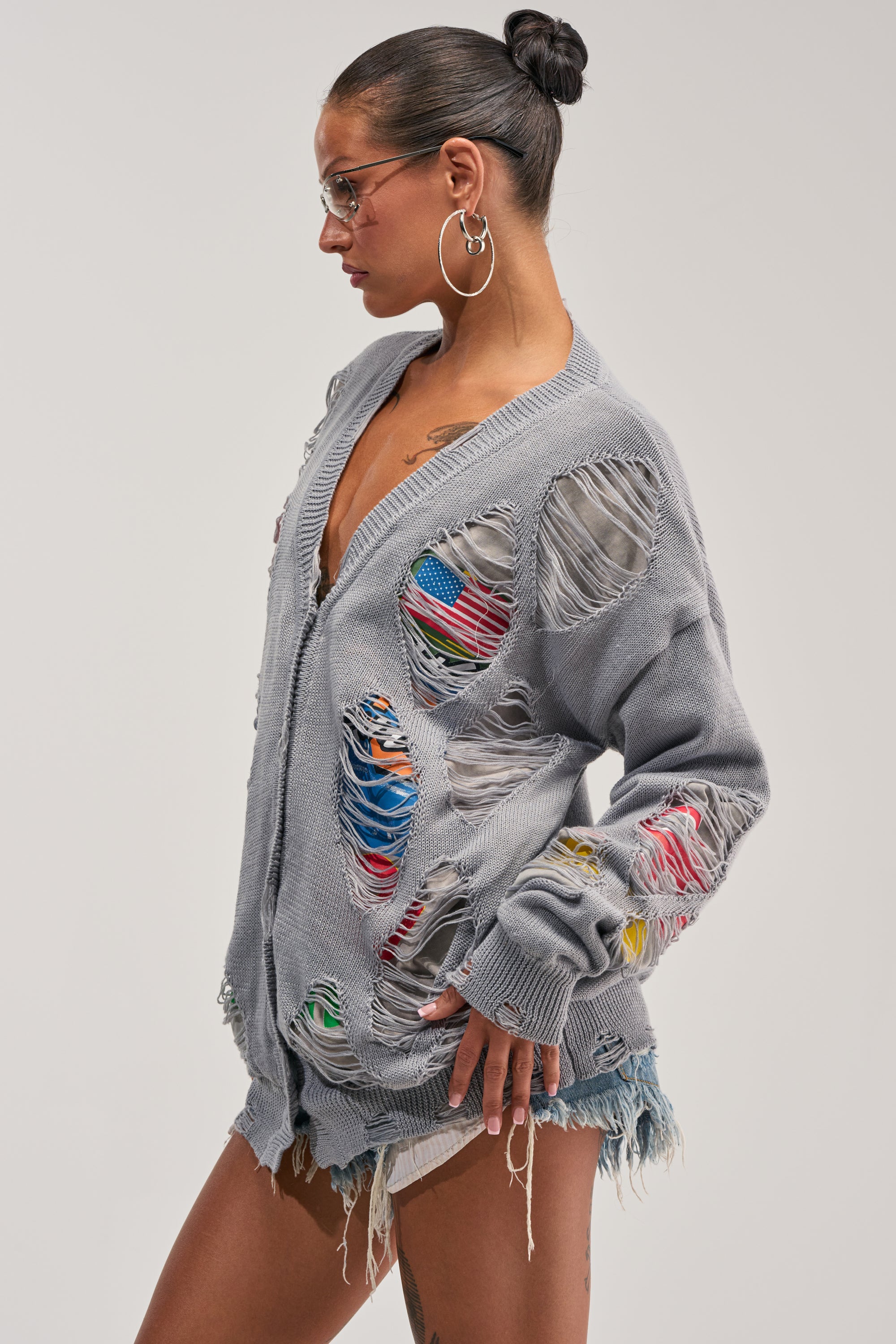 LYDIA DISTRESSED GRAPHIC SWEATER