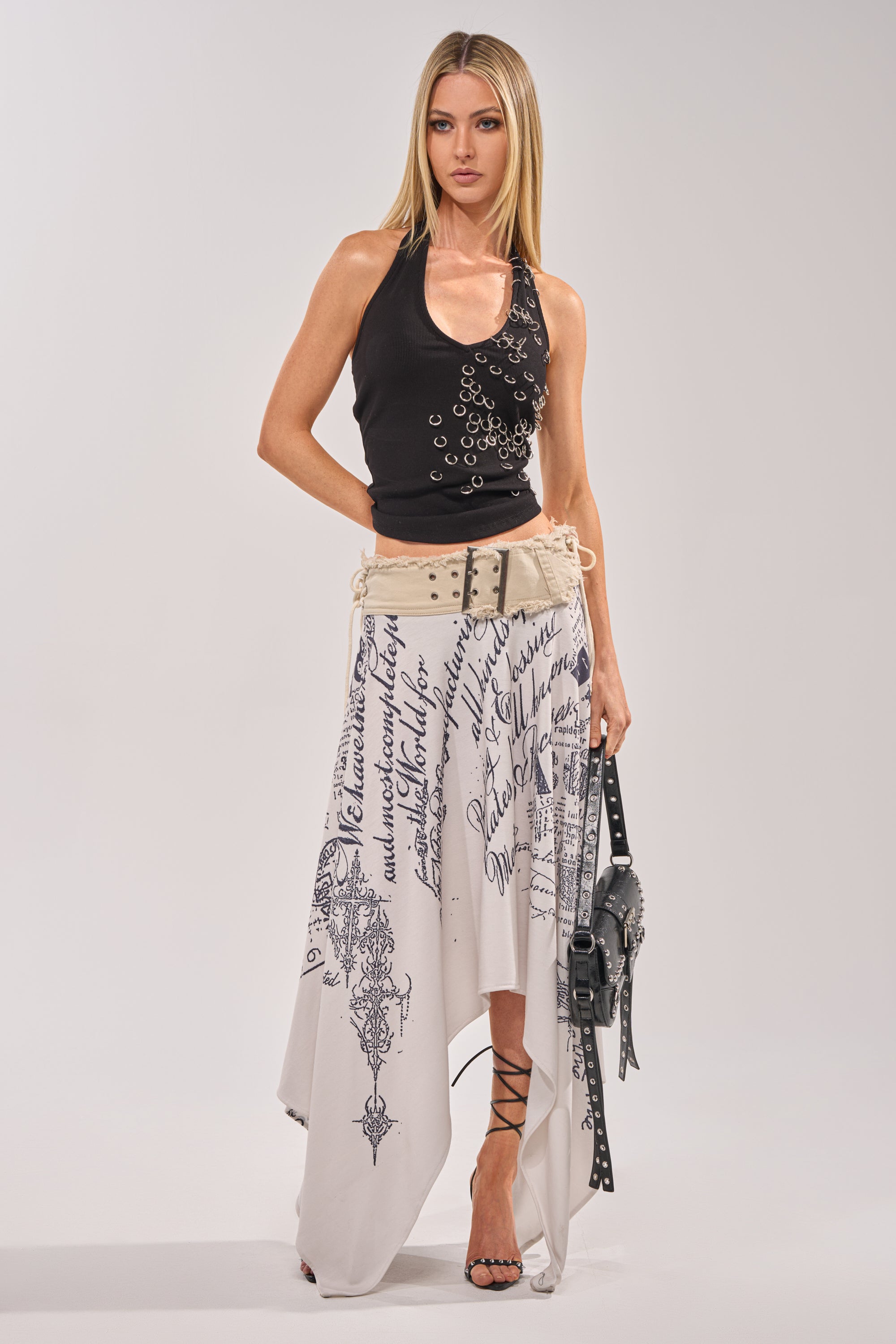 RING RING RING EMBELLISHED TANK IN BLACK