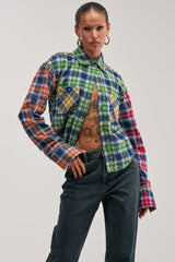JUST FOR FUN PLAID EMBELLISHED BUTTON DOWN