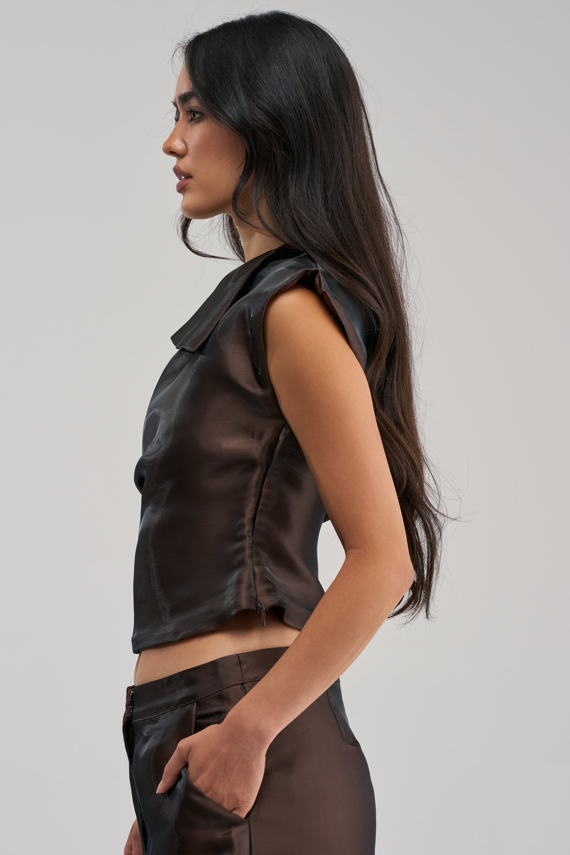 ON FIRE BLOUSE IN BROWN