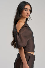 ON FIRE BLOUSE IN BROWN